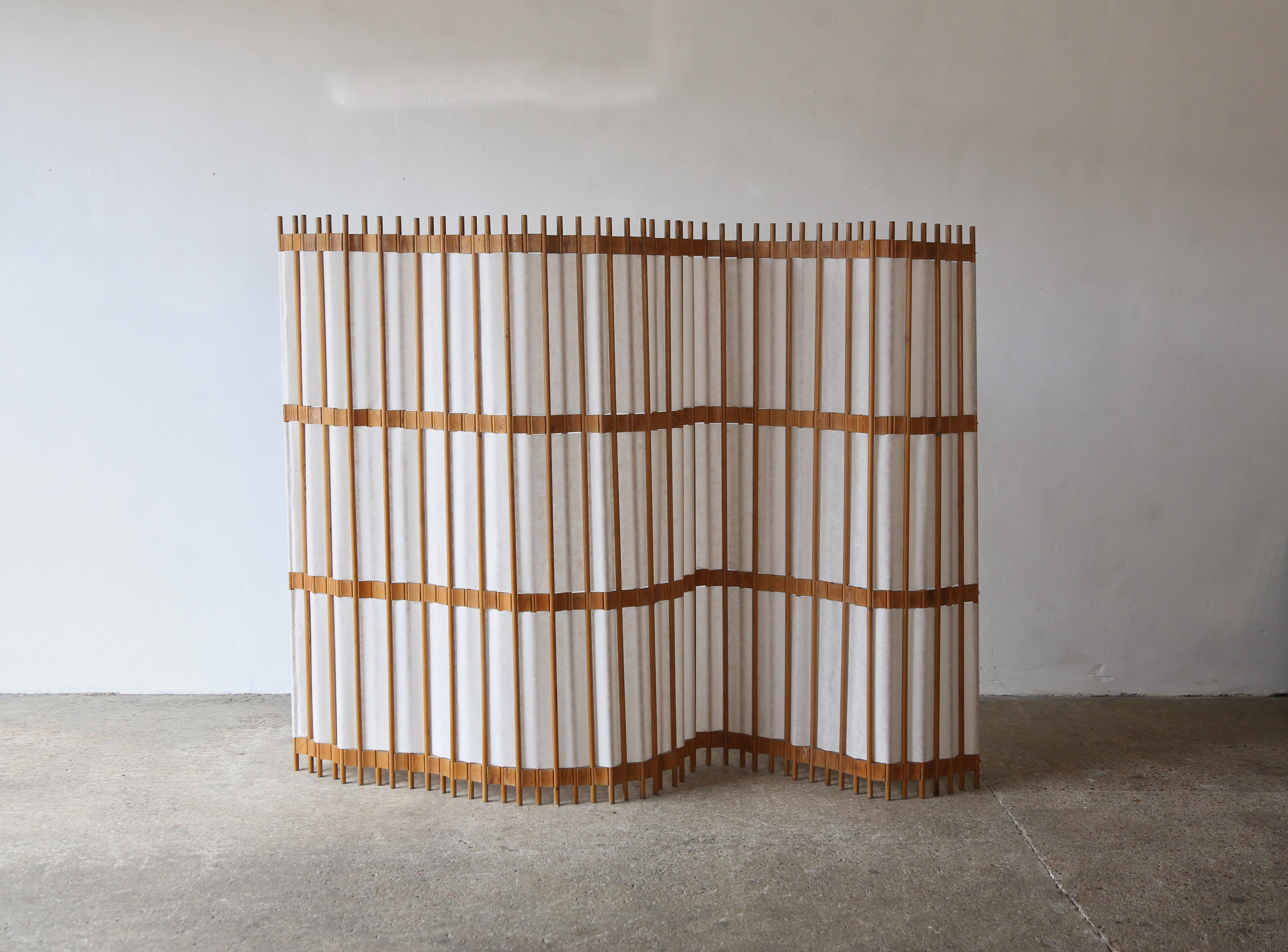 20th Century Rare Pine Screen / Room Divider, Sweden, 1960s/70s For Sale