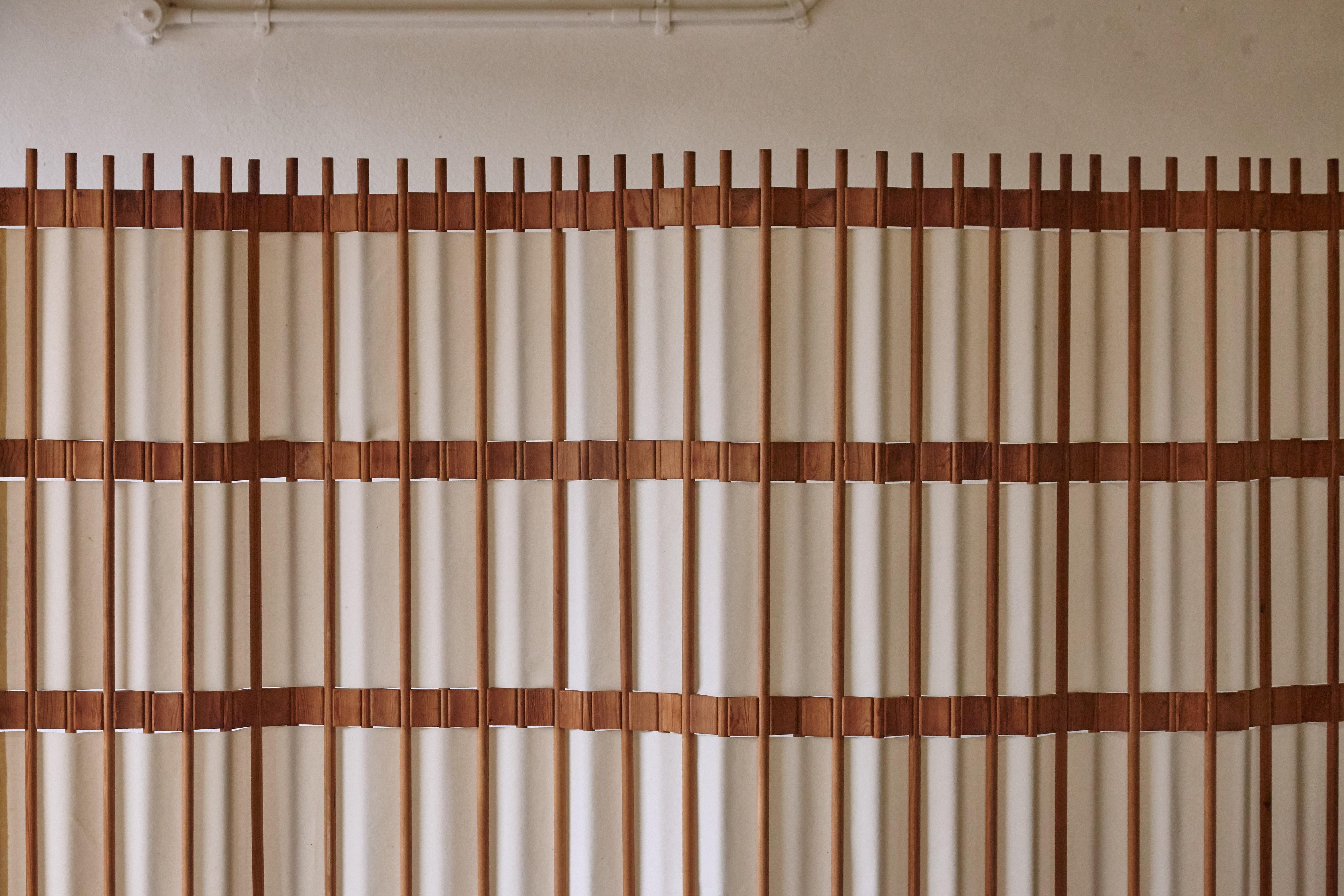 Rare Pine Screen / Room Divider, Sweden, 1960s/70s 2