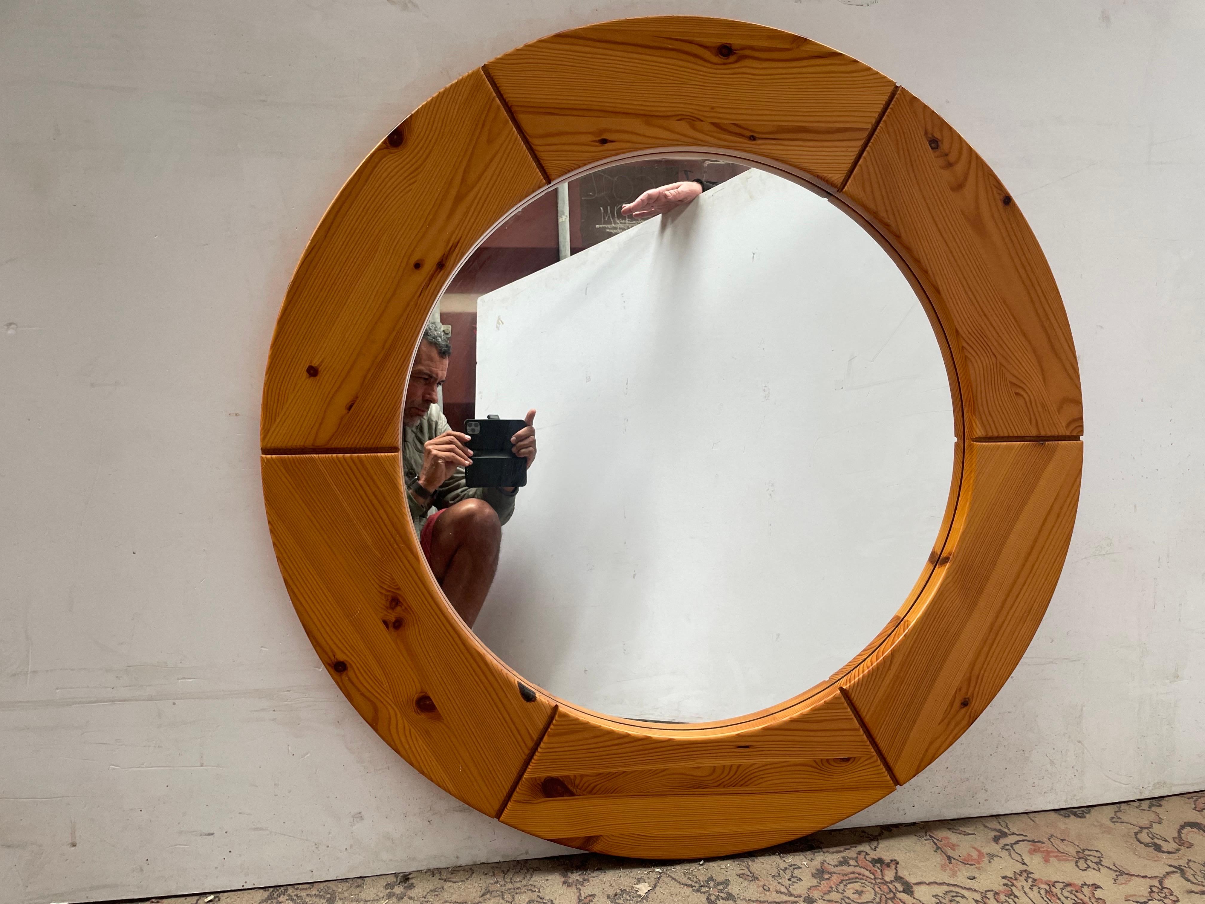 Rare miroir mural en pin de Glasmäster Markaryd, Suède, années 1960 Bon état - En vente à Copenhagen, DK