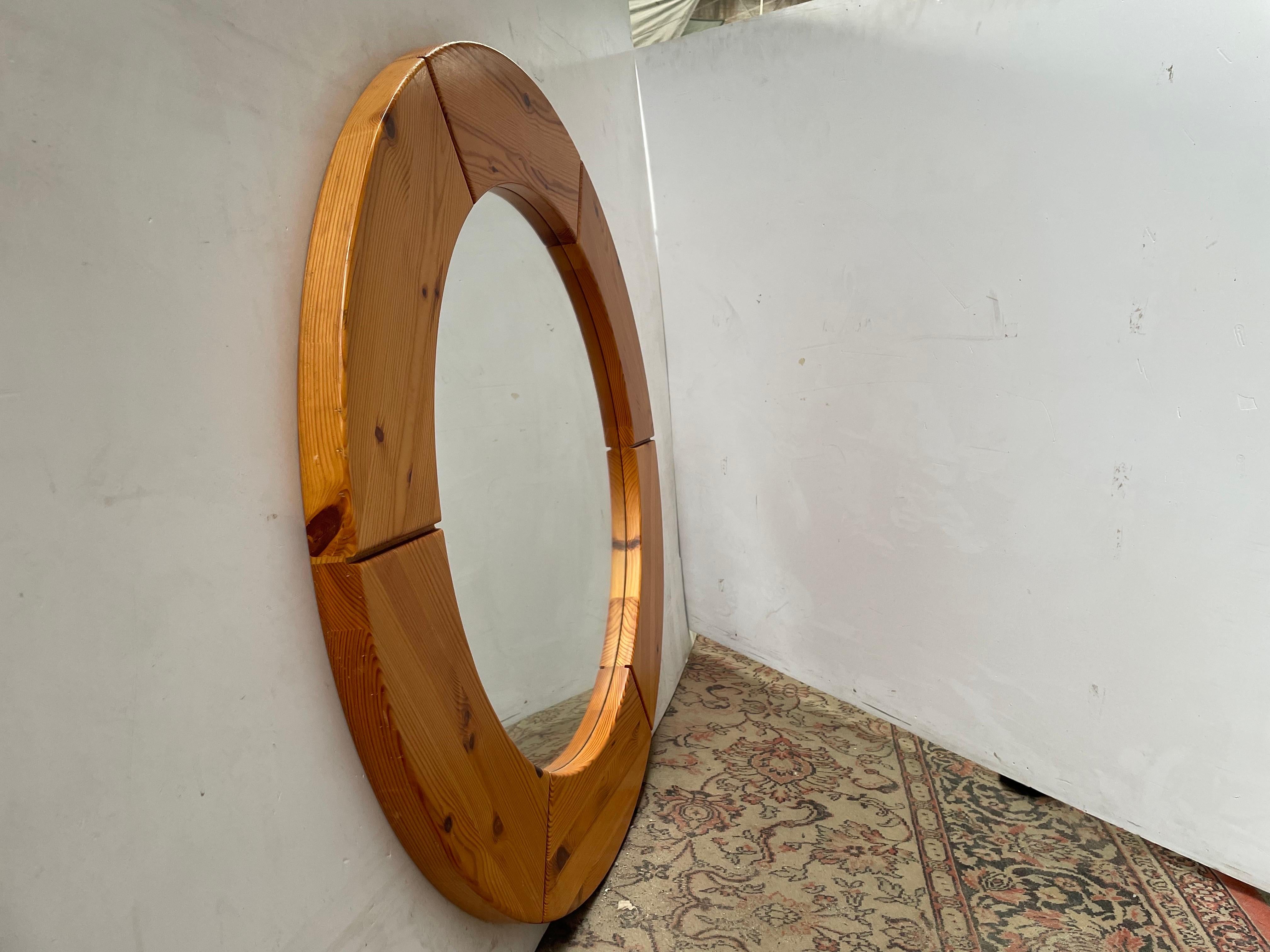 Rare miroir mural en pin de Glasmäster Markaryd, Suède, années 1960 en vente 1