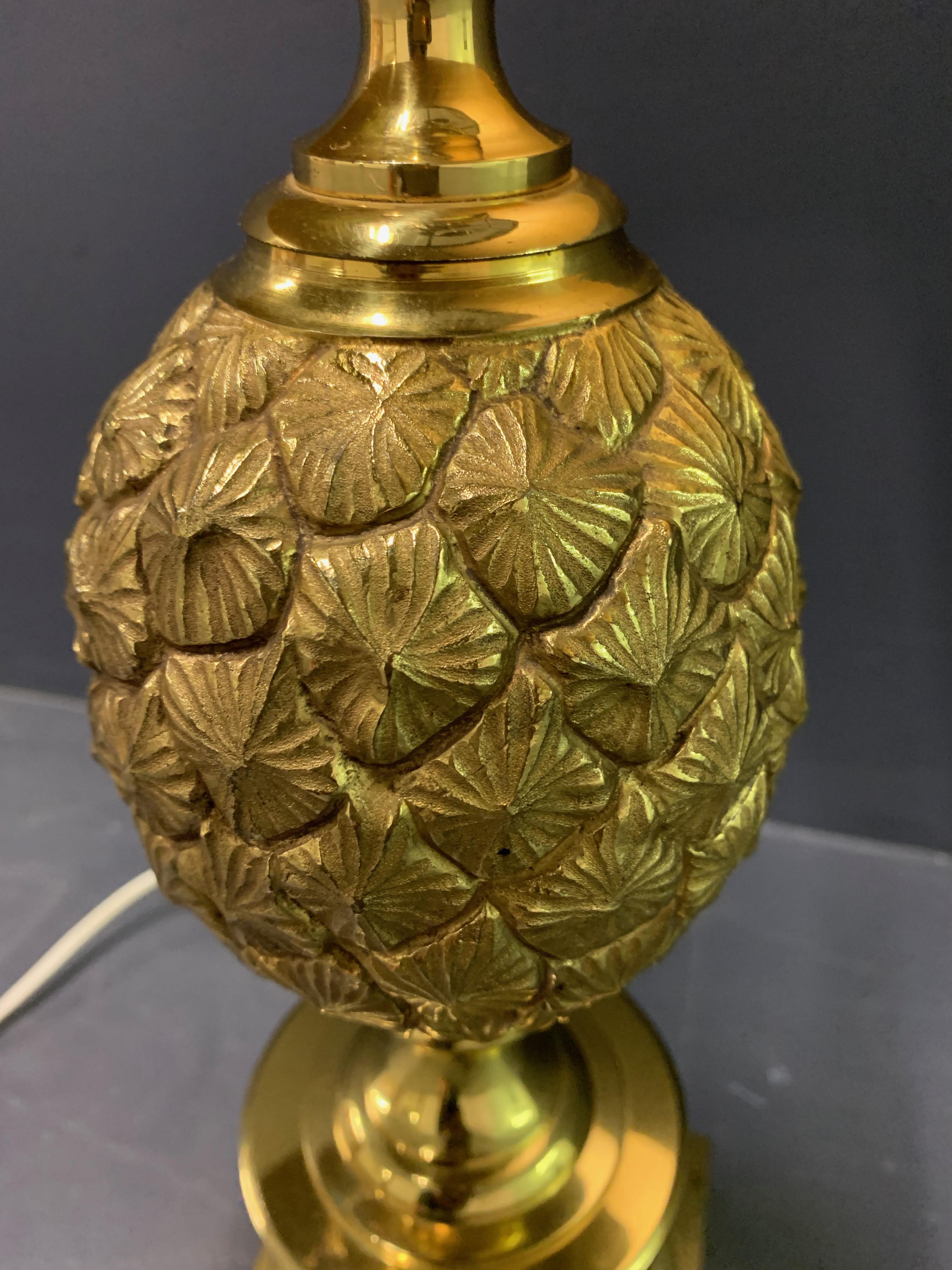 Gilt Rare Pinecone Table Lamp by Maison Charles / Signed