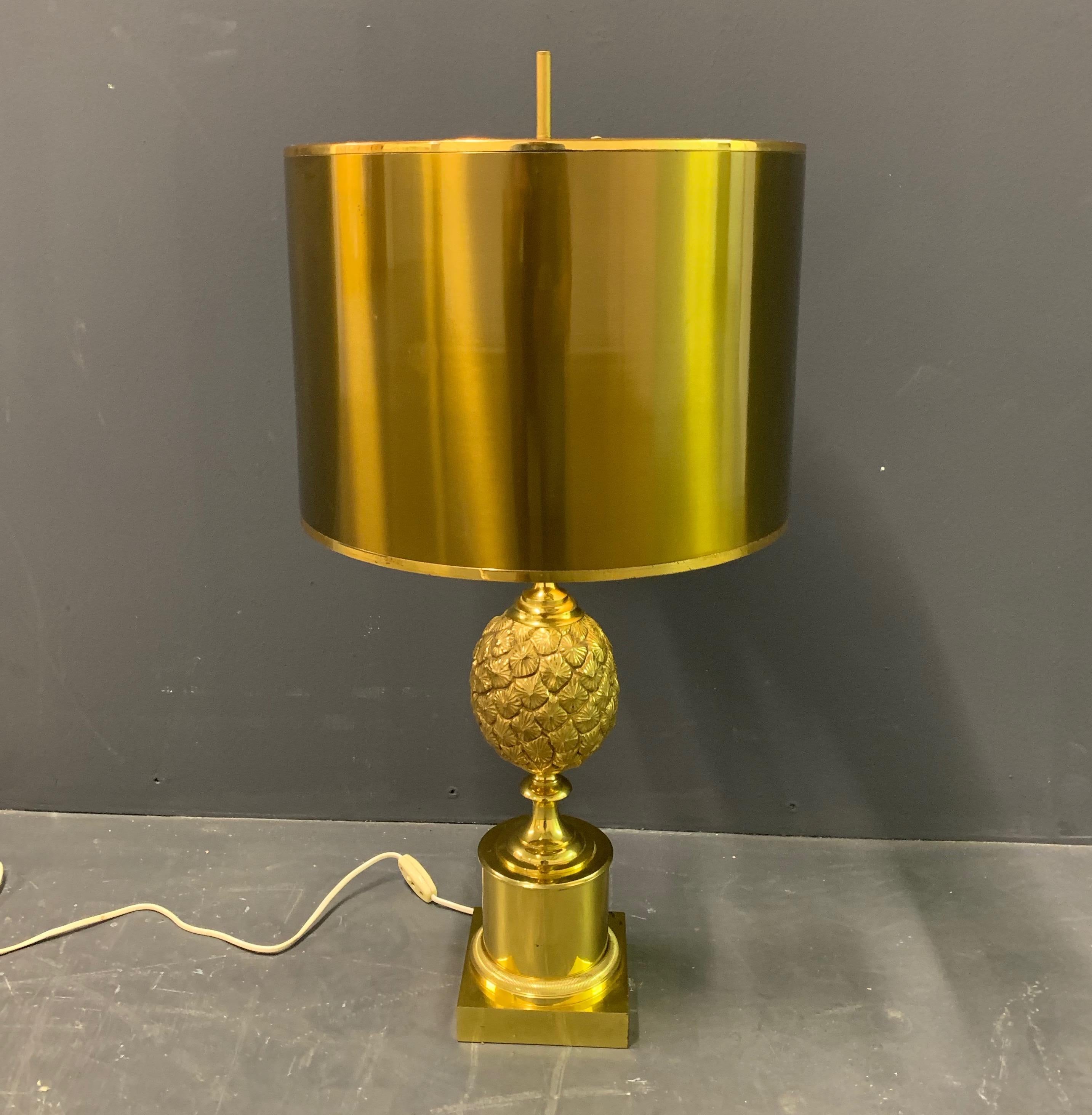 Rare Pinecone Table Lamp by Maison Charles / Signed In Good Condition In Munich, DE