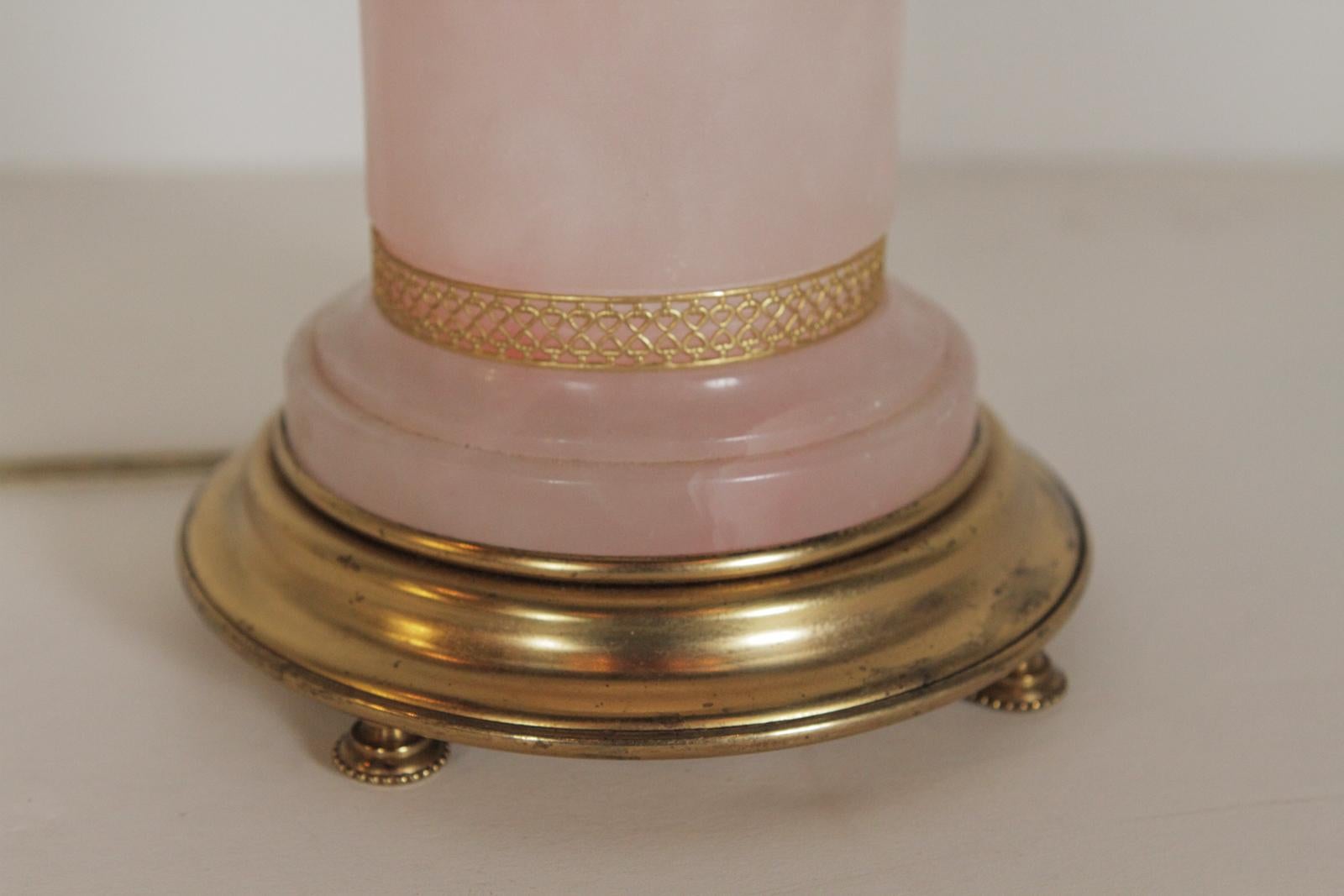 Rare pink alabaster table lamp with gilt bronze mounts
 Dimensions: 5.75