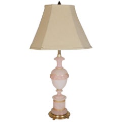 Rare Pink Alabaster Table Lamp with Gilt Bronze Mounts