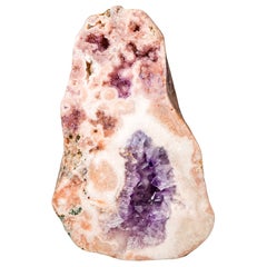 Raro geode di ametista rosa con druzy rosa e viola