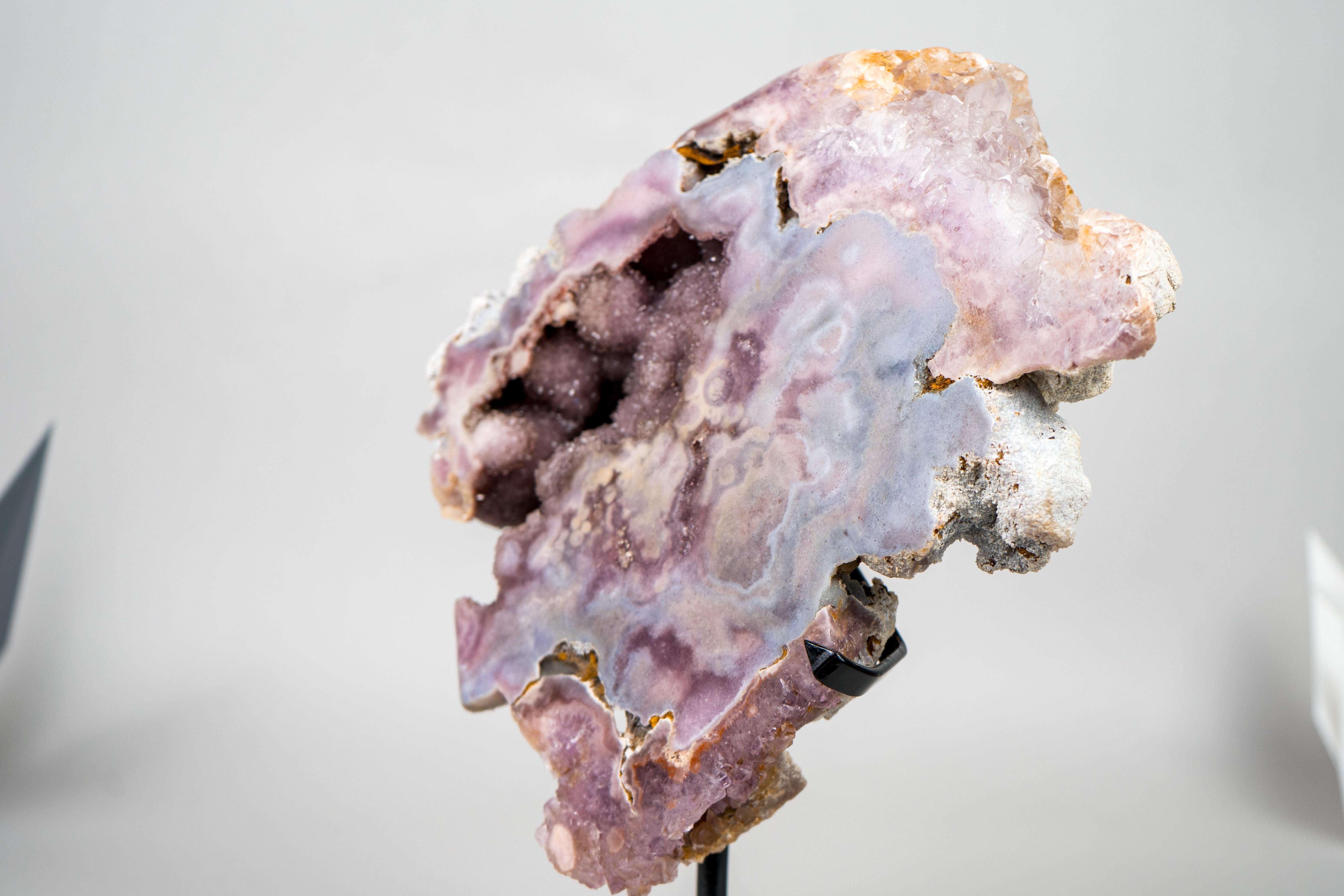 Rare Pink Amethyst Geode with Sparkling Purple and Pink Druzy For Sale 3