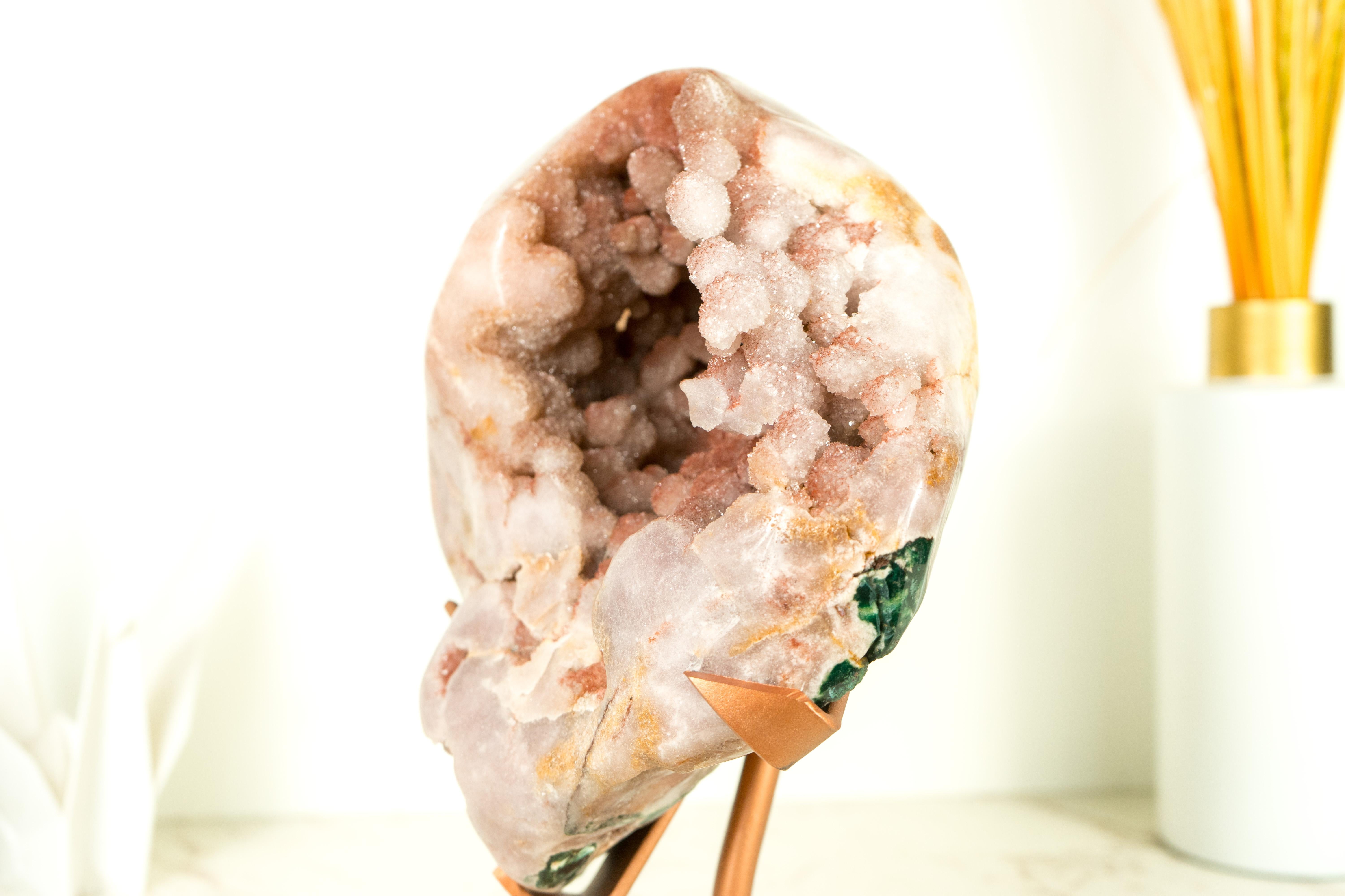 Raro geode di ametista rosa con druzy di ametista, scultura di cristallo In condizioni Nuovo in vendita a Ametista Do Sul, BR