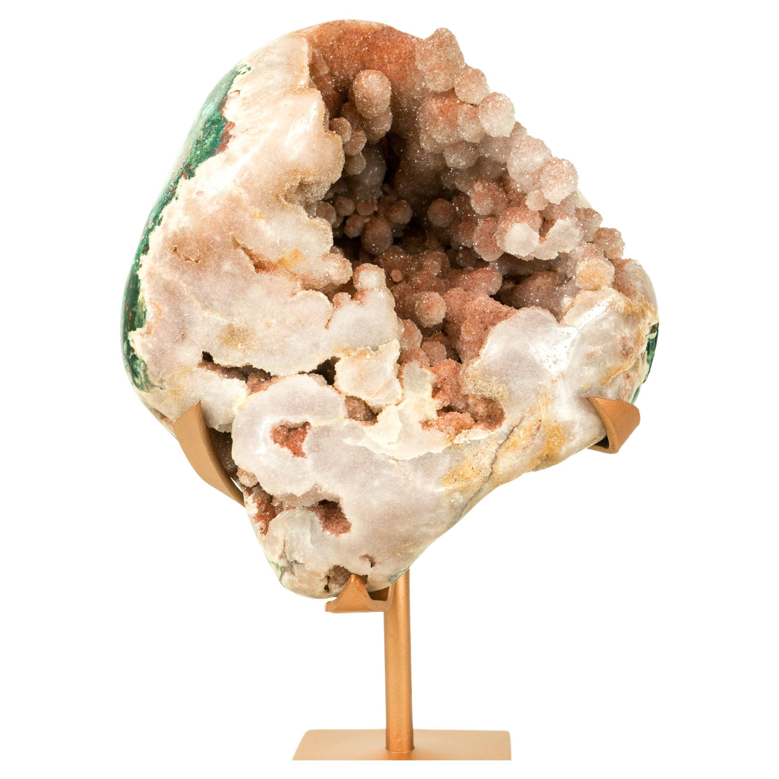 Rara Geoda de Amatista Rosa con Drusa de Amatista Azucarada, Escultura de Cristal