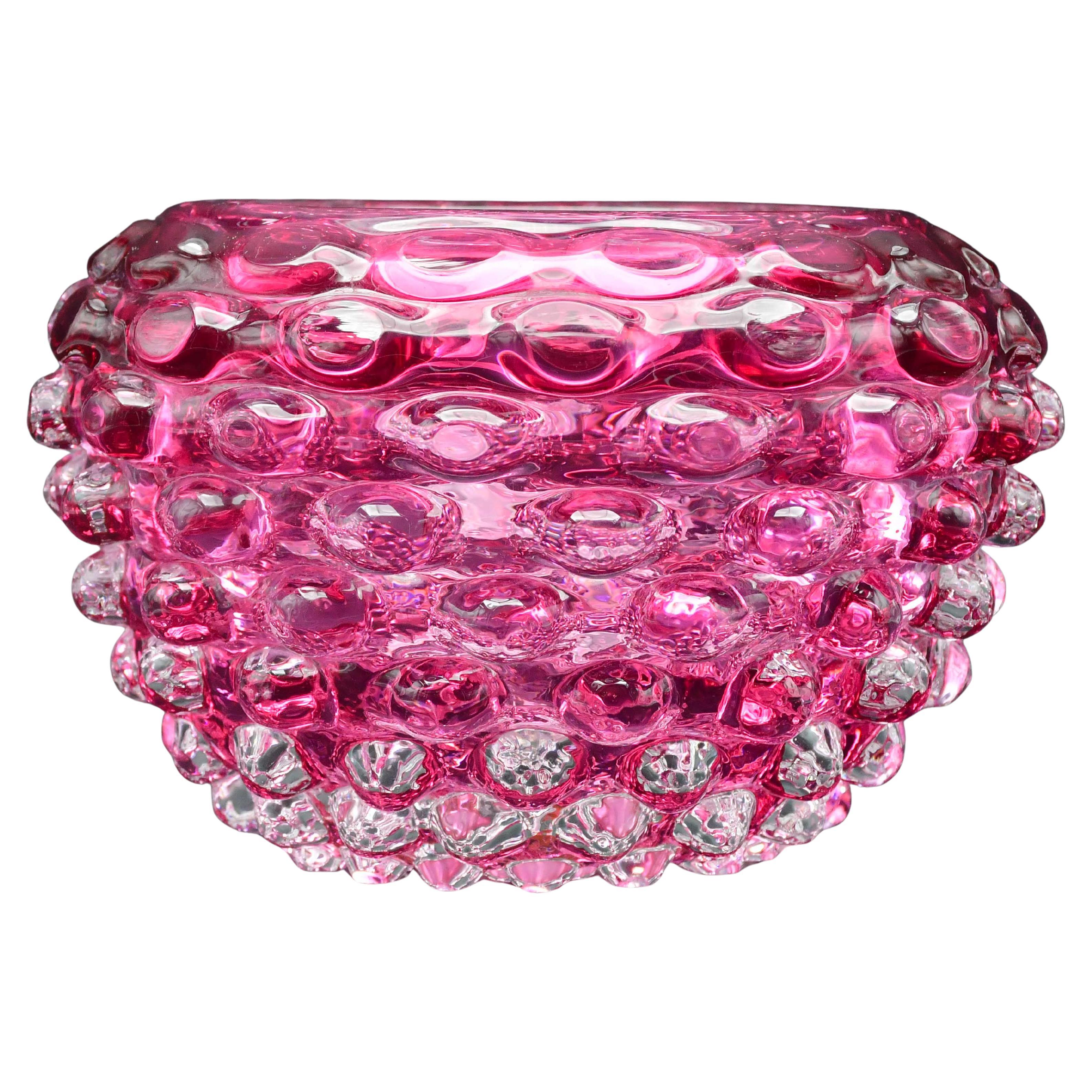 Seltene rosa Barovier e Toso Bugnato Vase