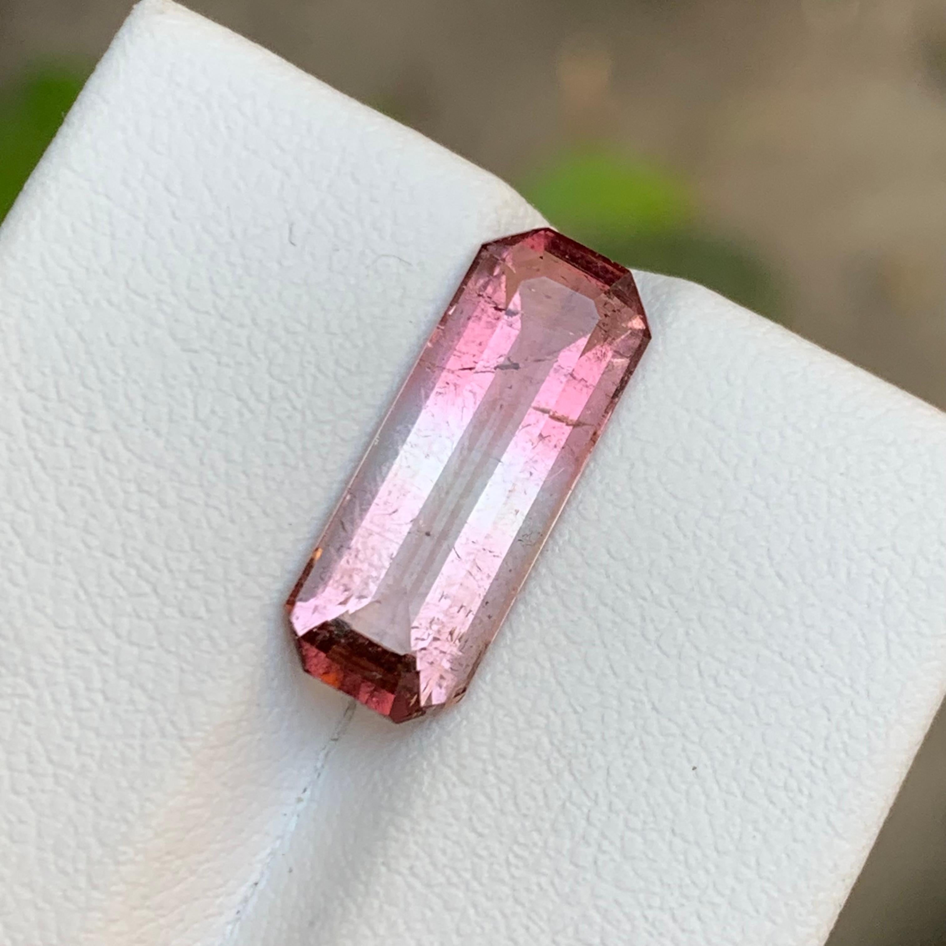 Contemporary Rare Pink Bicolor Natural Tourmaline Gemstone, 4.90 Ct Emerald Cut for Jewelry For Sale