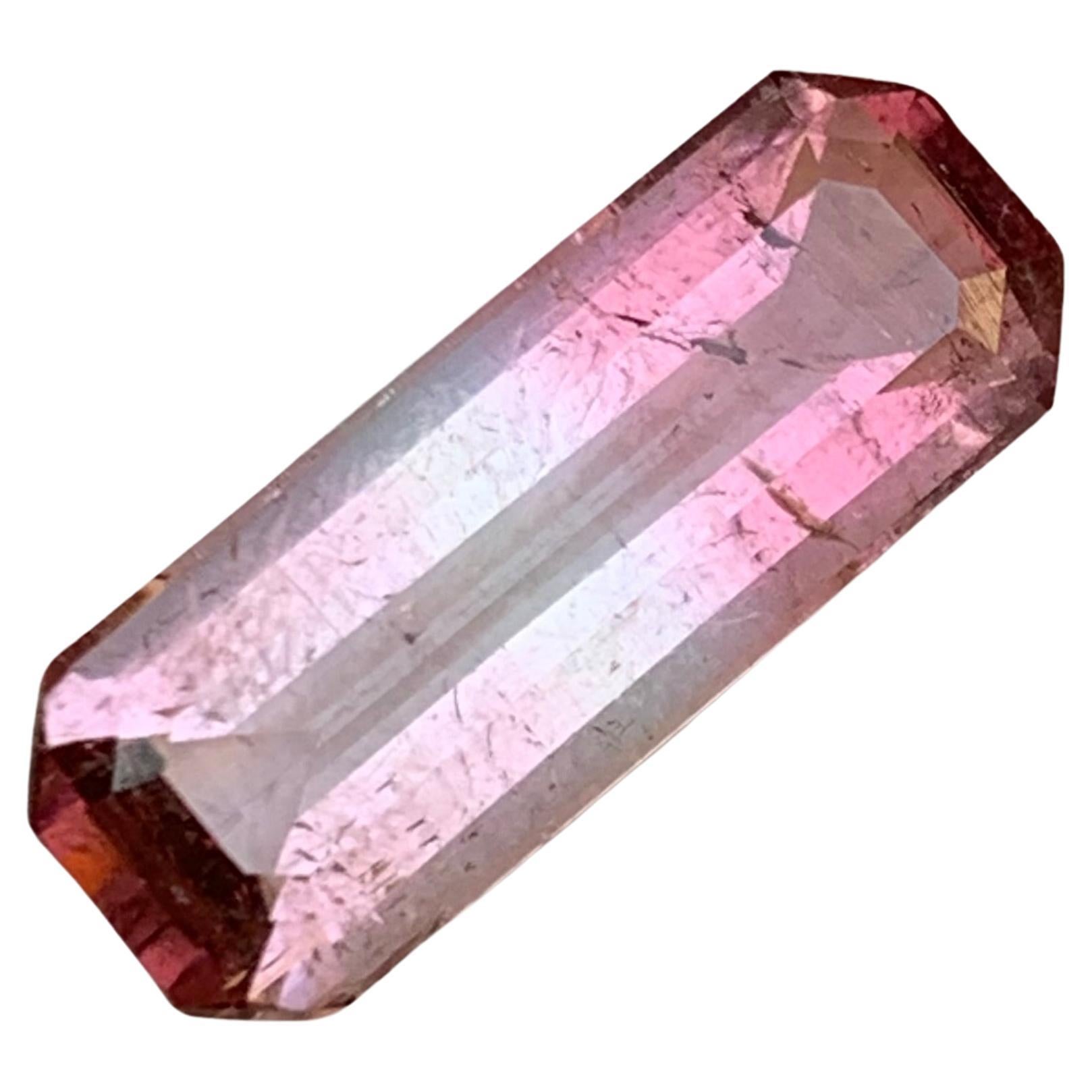 Rare Pink Bicolor Natural Tourmaline Gemstone, 4.90 Ct Emerald Cut for Jewelry 