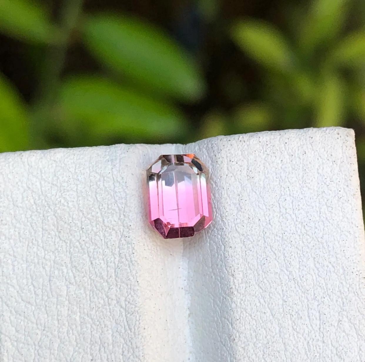 Rare Pink Bicolor Natural Tourmaline Loose Gemstone, 1.75 Ct-Emerald/Octagon Cut For Sale 3