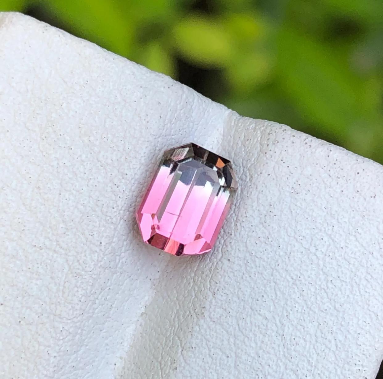 Rare Pink Bicolor Natural Tourmaline Loose Gemstone, 1.75 Ct-Emerald/Octagon Cut For Sale 4