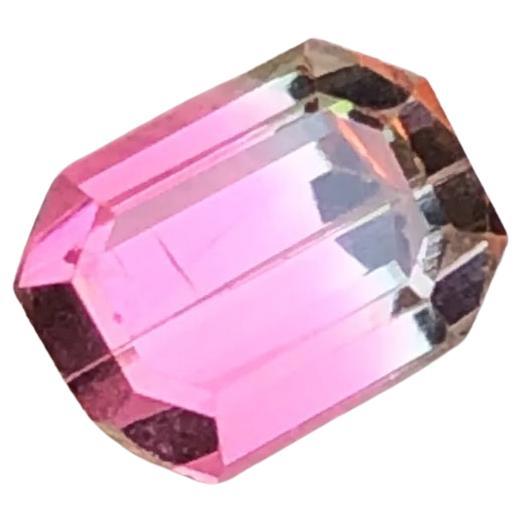 Rare Pink Bicolor Natural Tourmaline Loose Gemstone, 1.75 Ct-Emerald/Octagon Cut For Sale