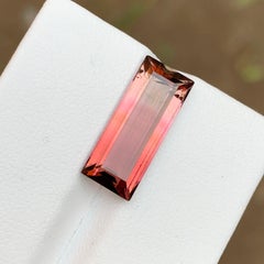 Rara gemma di tormalina rosa bicolore, 6,40 carati taglio baguette per anello/pendente
