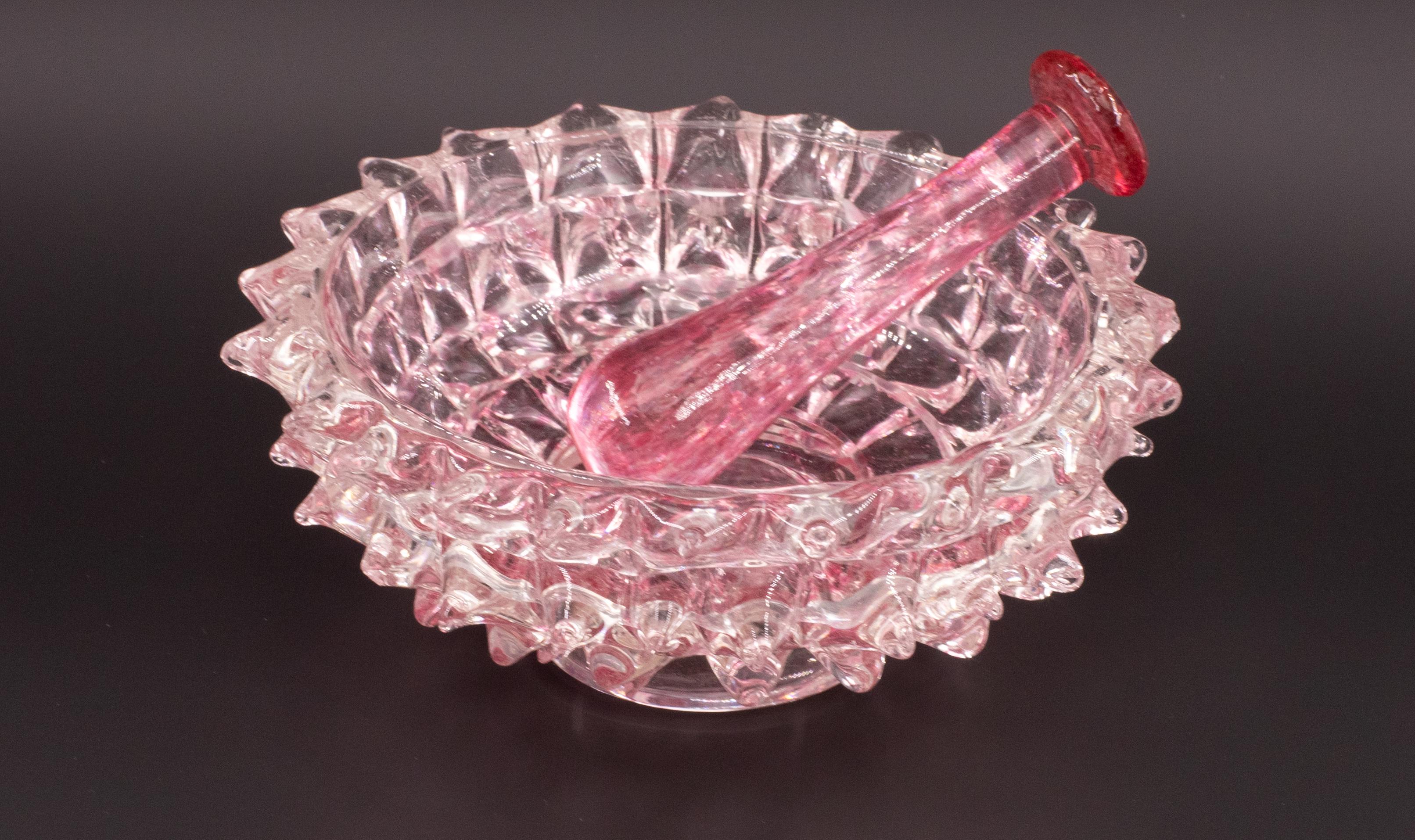 Rare Pink Ercole Barovier Rostrato Murano Glass Vase for Barovier & Toso, 1940s In Good Condition For Sale In Roma, IT