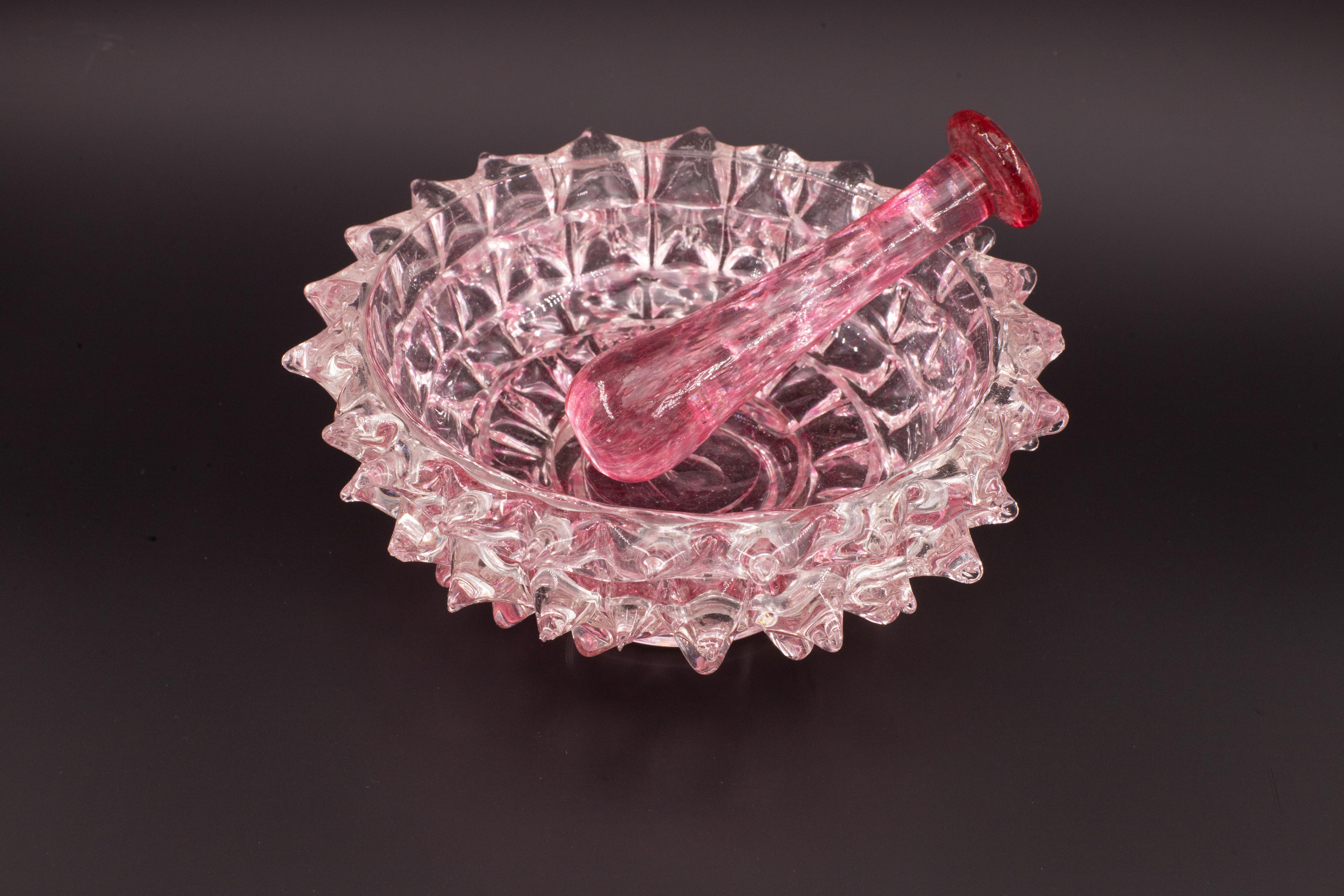 Mid-20th Century Rare Pink Ercole Barovier Rostrato Murano Glass Vase for Barovier & Toso, 1940s For Sale