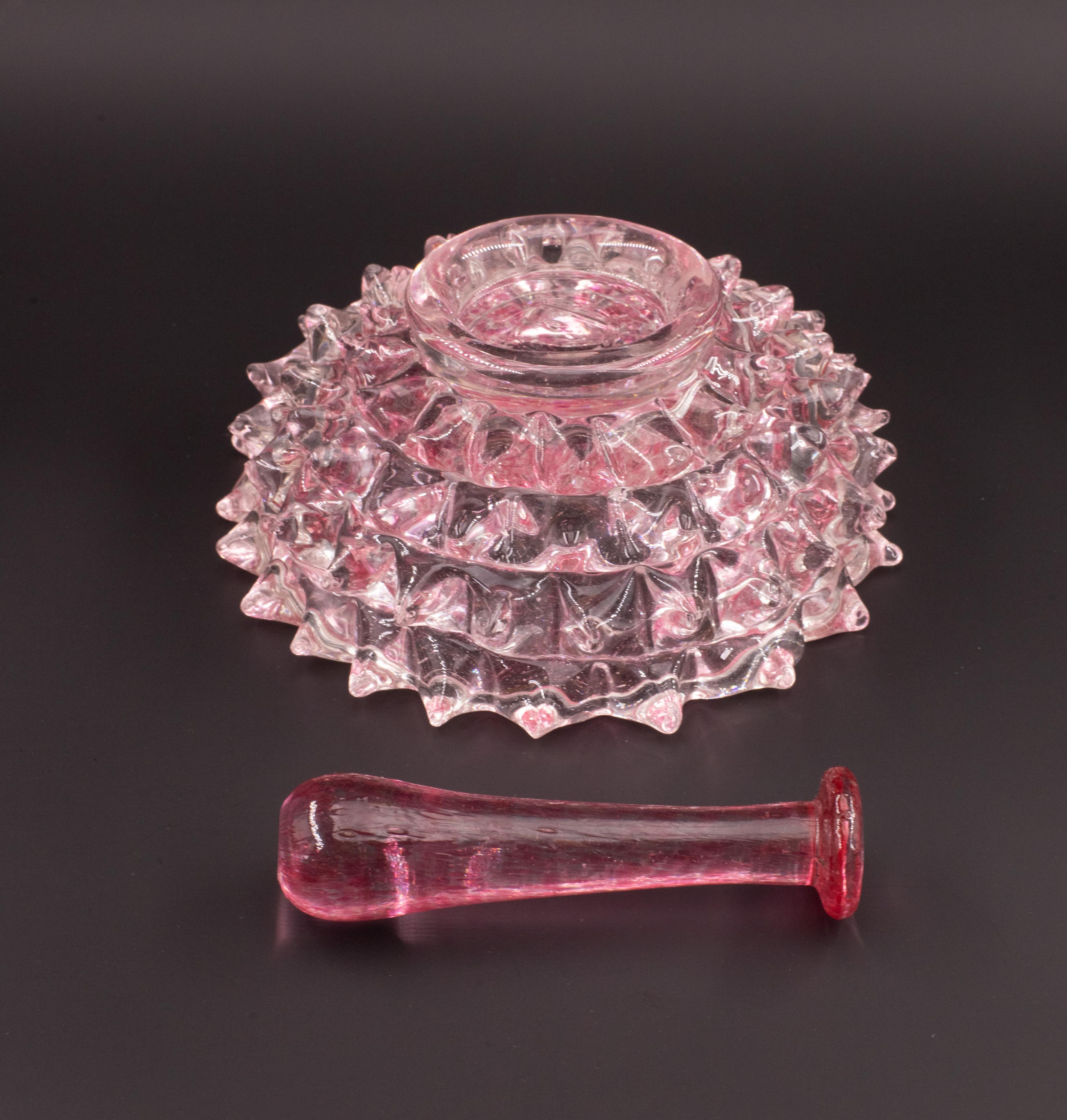 Verre de Murano Rare vase rose Ercole Barovier Rostrato en verre de Murano pour Barovier & Toso, années 1940 en vente