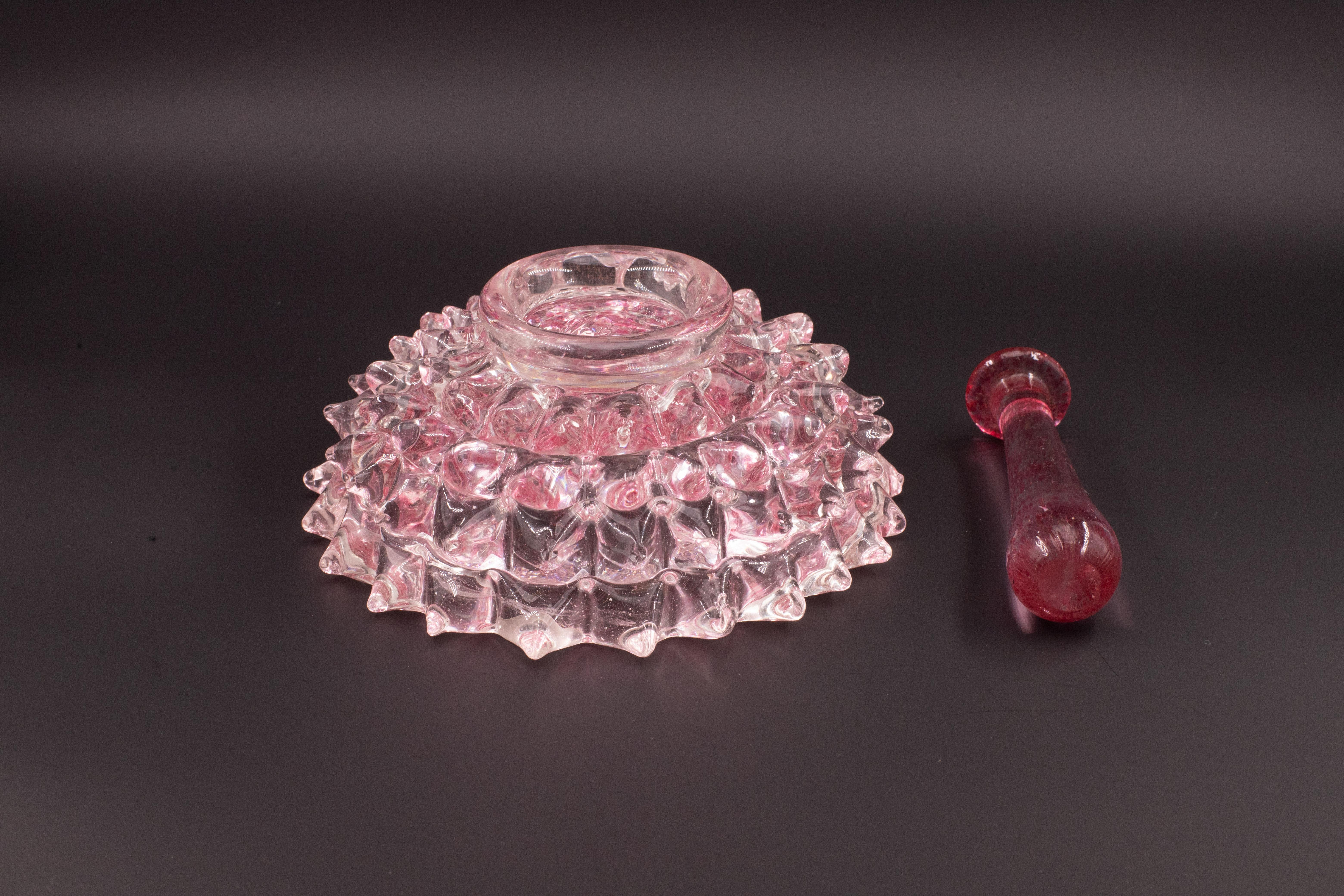 Rare Pink Ercole Barovier Rostrato Murano Glass Vase for Barovier & Toso, 1940s For Sale 2