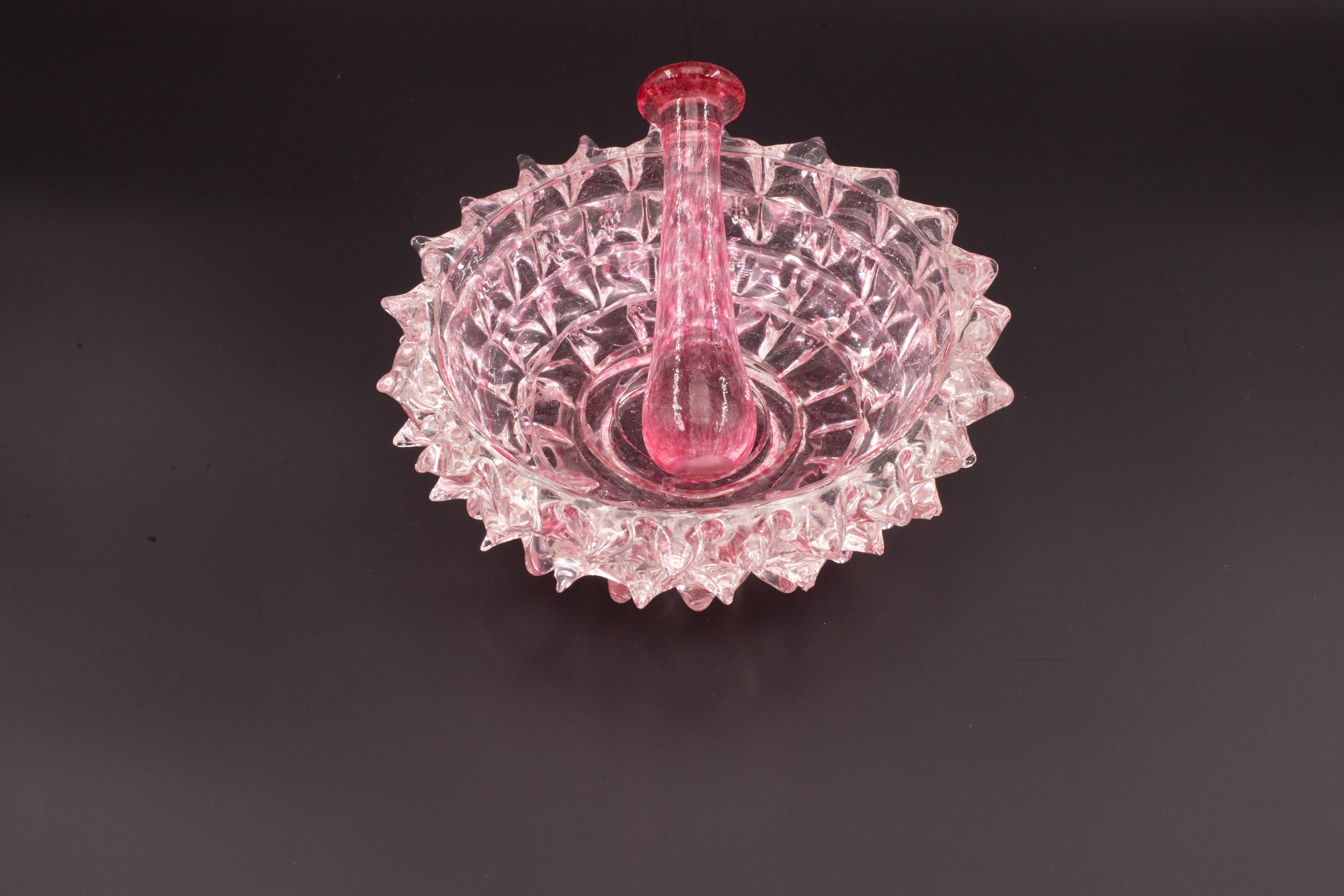 Rare Pink Ercole Barovier Rostrato Murano Glass Vase for Barovier & Toso, 1940s For Sale 3