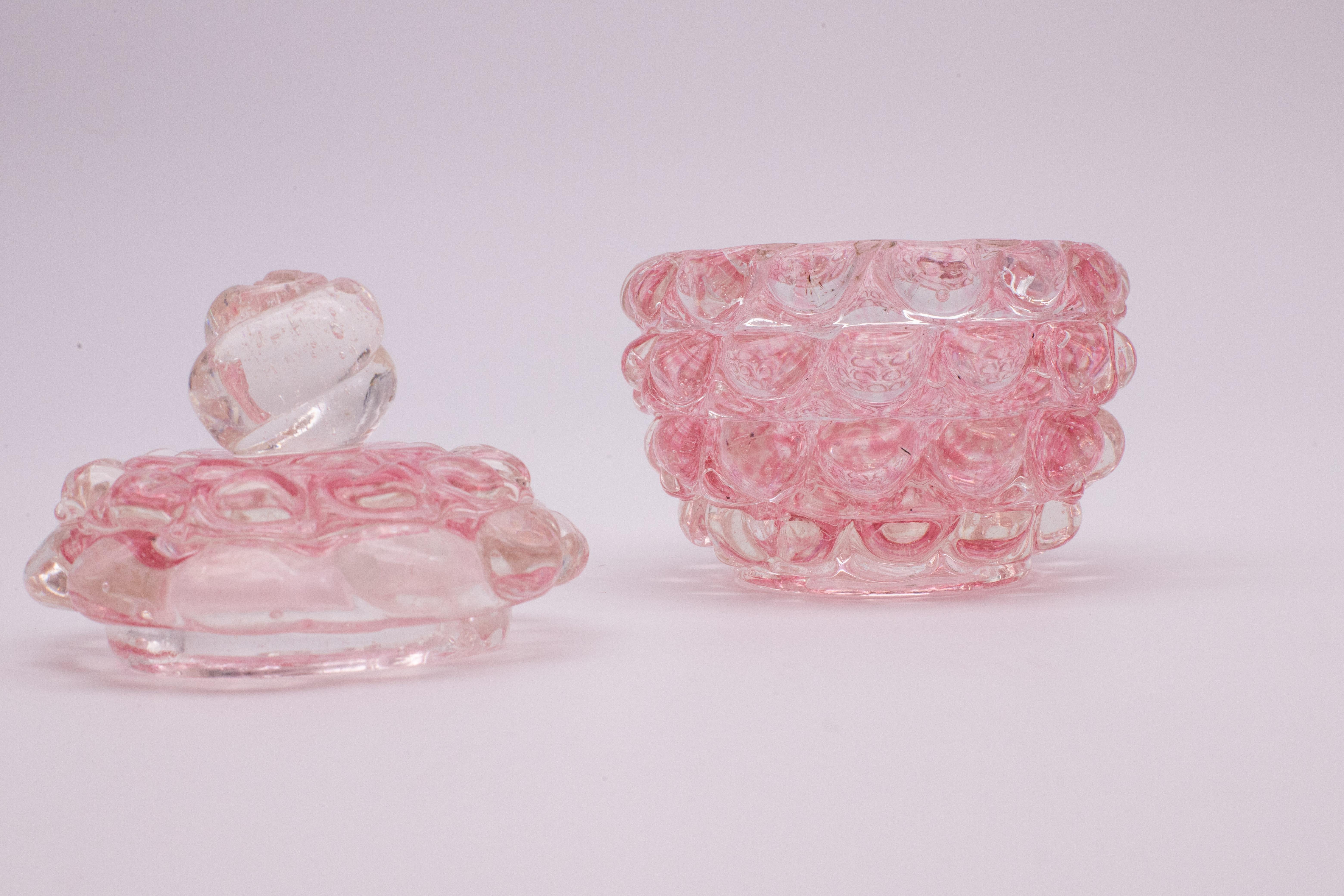Murano Glass Rare Pink Ercole Barovier Series Lenti Vase Barovier & Toso Italy 1940s  For Sale
