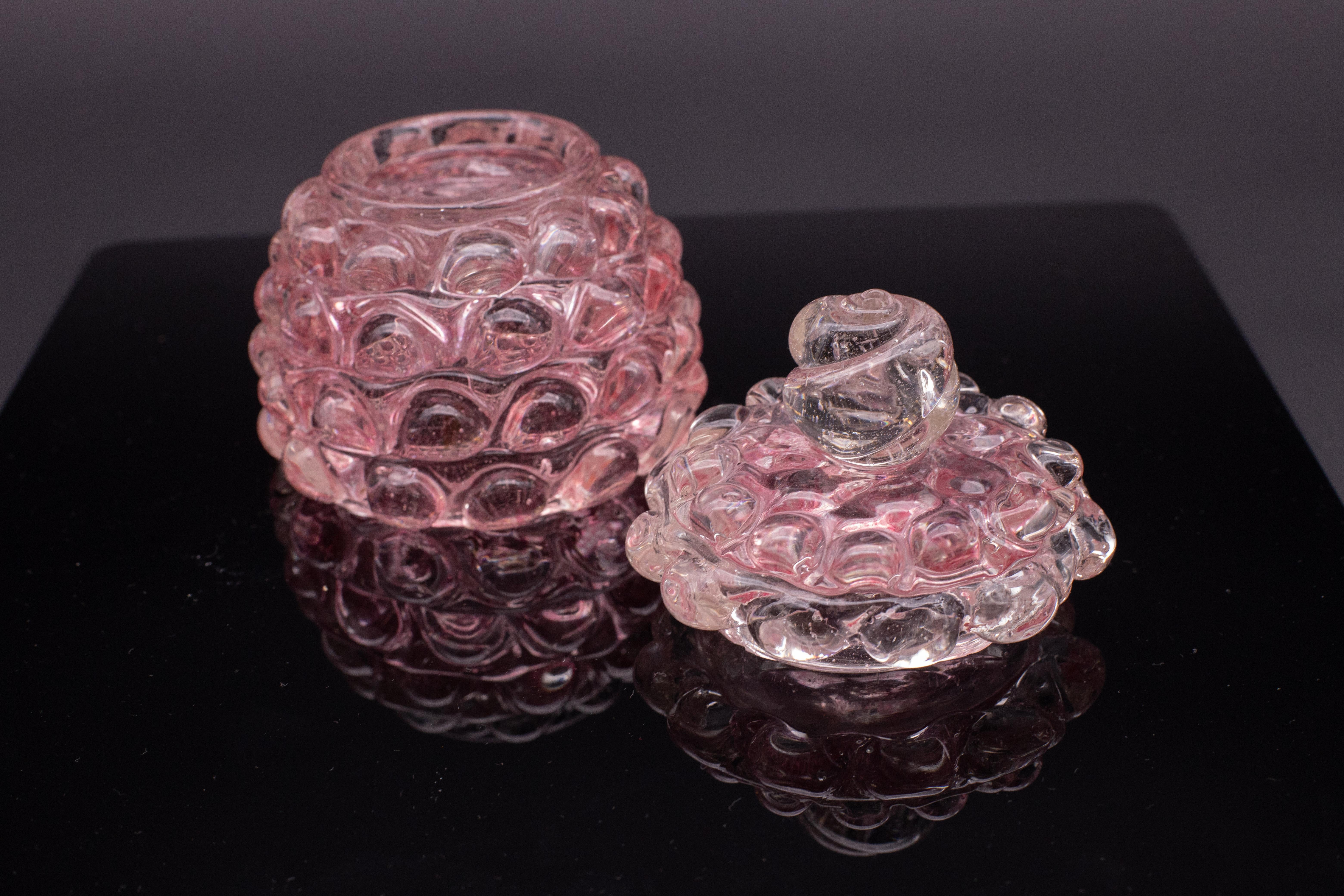 Seltene rosa Ercole Barovier Serie Lenti-Vase aus der Serie Barovier & Toso, Italien 1940er Jahre im Angebot 3