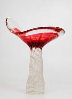 Rare Pink Glass Sculpture / Bowl, Flygsfors Paul Kedelv Mid-Century Modern