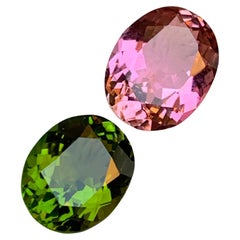Seltenes rosa & grünes Oval-Kissen mit natürlichem Turmalin und Edelsteinen aus 5,25 Karat für Schmuck 