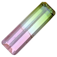 Rare tourmaline melon d'eau bicolore rose et verte taille émeraude afghane de 5,90 carats