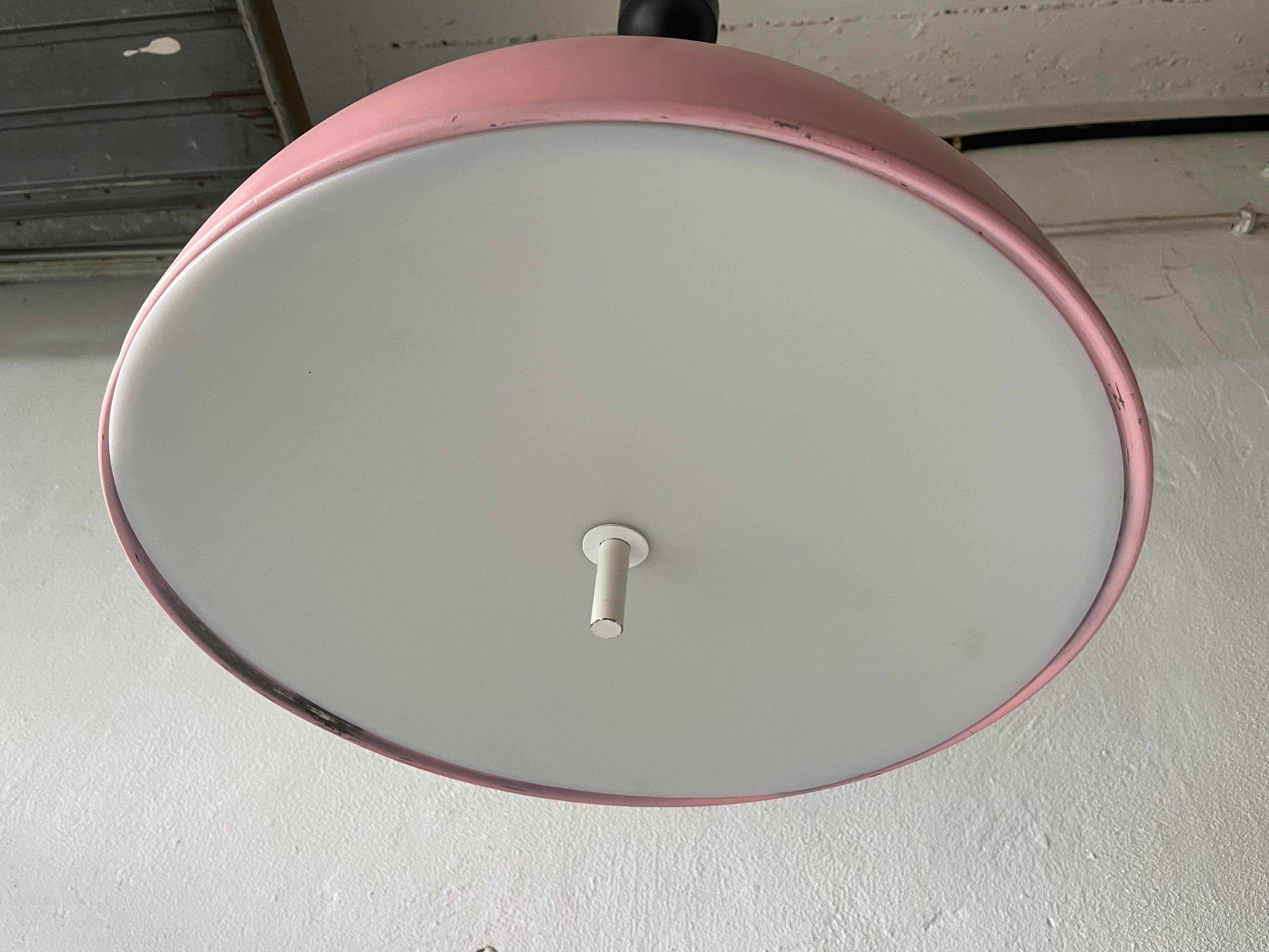 Rare Pink Metal Pendant Lamp by Staff Leuchten, 1970s, Germany For Sale 3