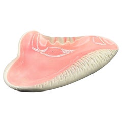 Rare Pink Mid-century Biomorphic Modernist Clam Shell Ceramic Ashtray