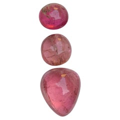 Rare Pink Natural Tourmaline Cabochons, 8.10 Ct Pear & Round Shape for Jewelry 