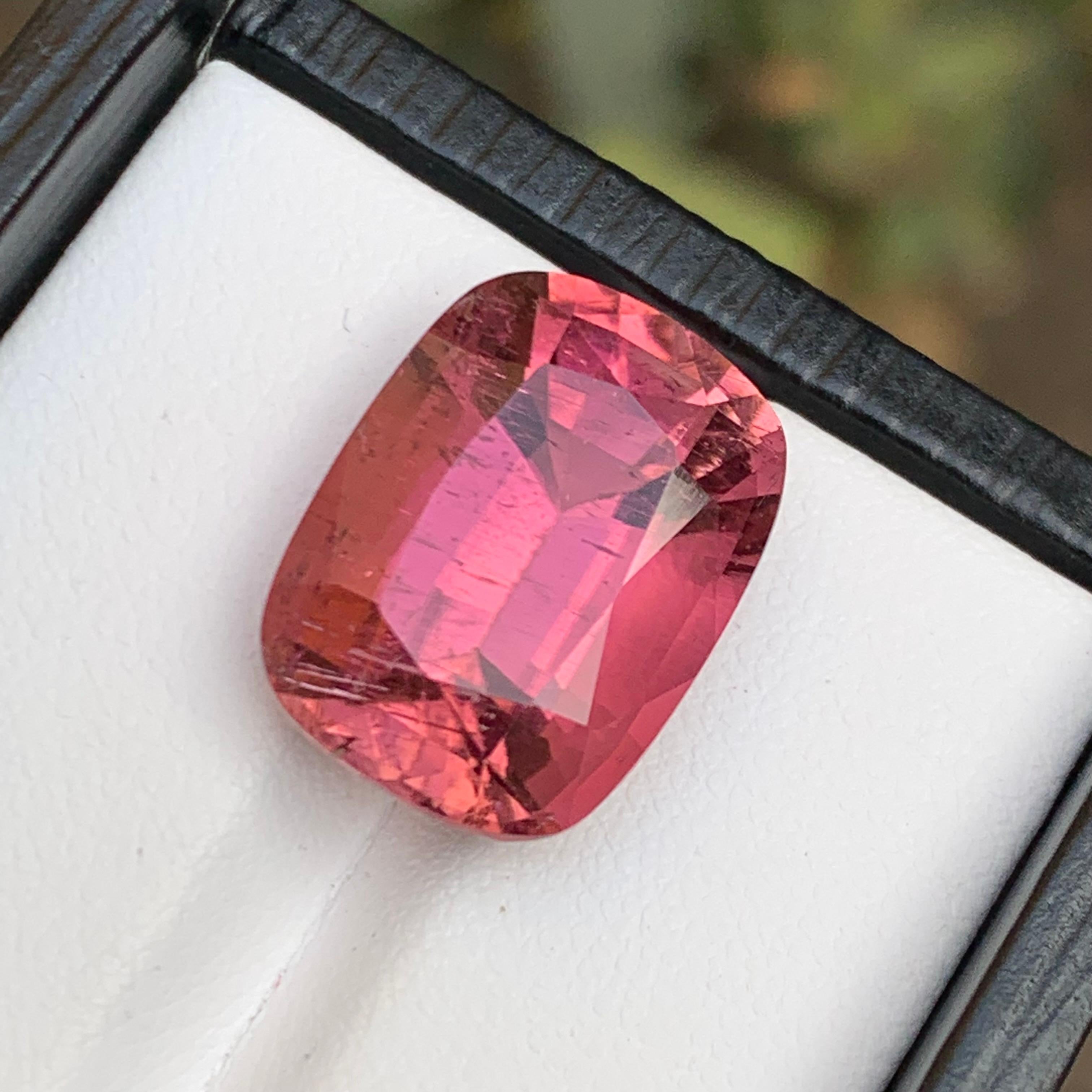 Rare Pink Natural Tourmaline Gemstone, 14.5 Ct Cushion Cut for Ring or Pendant For Sale 5
