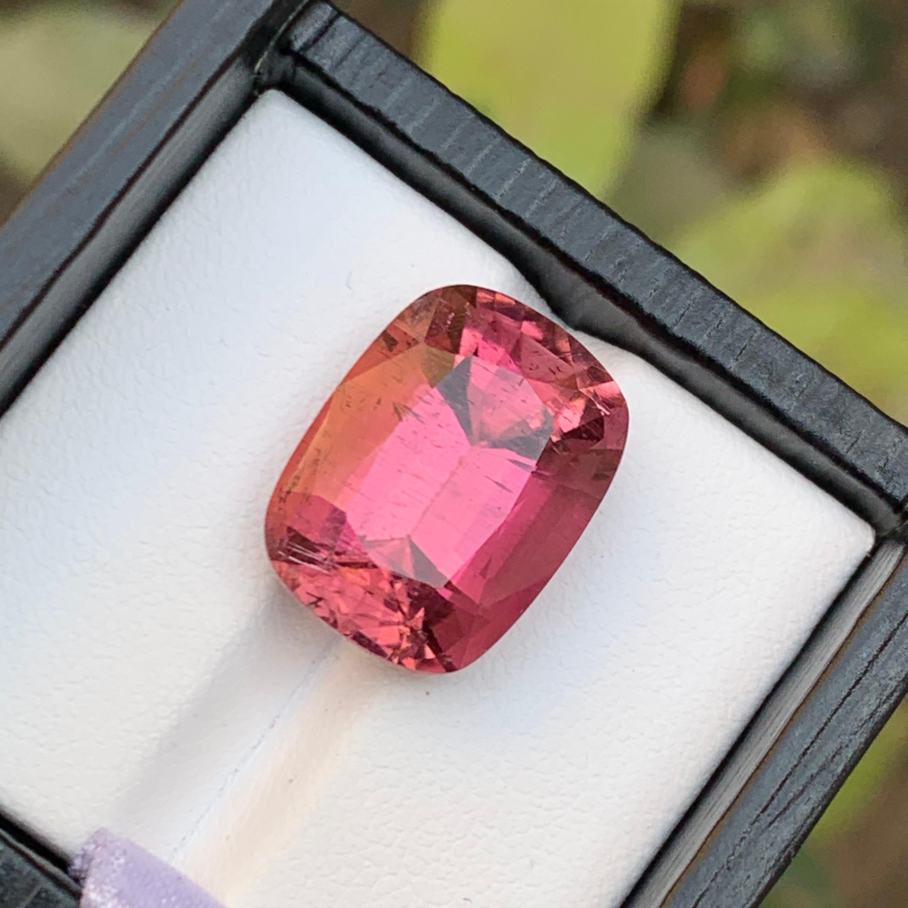 Rare Pink Natural Tourmaline Gemstone, 14.5 Ct Cushion Cut for Ring or Pendant For Sale 6