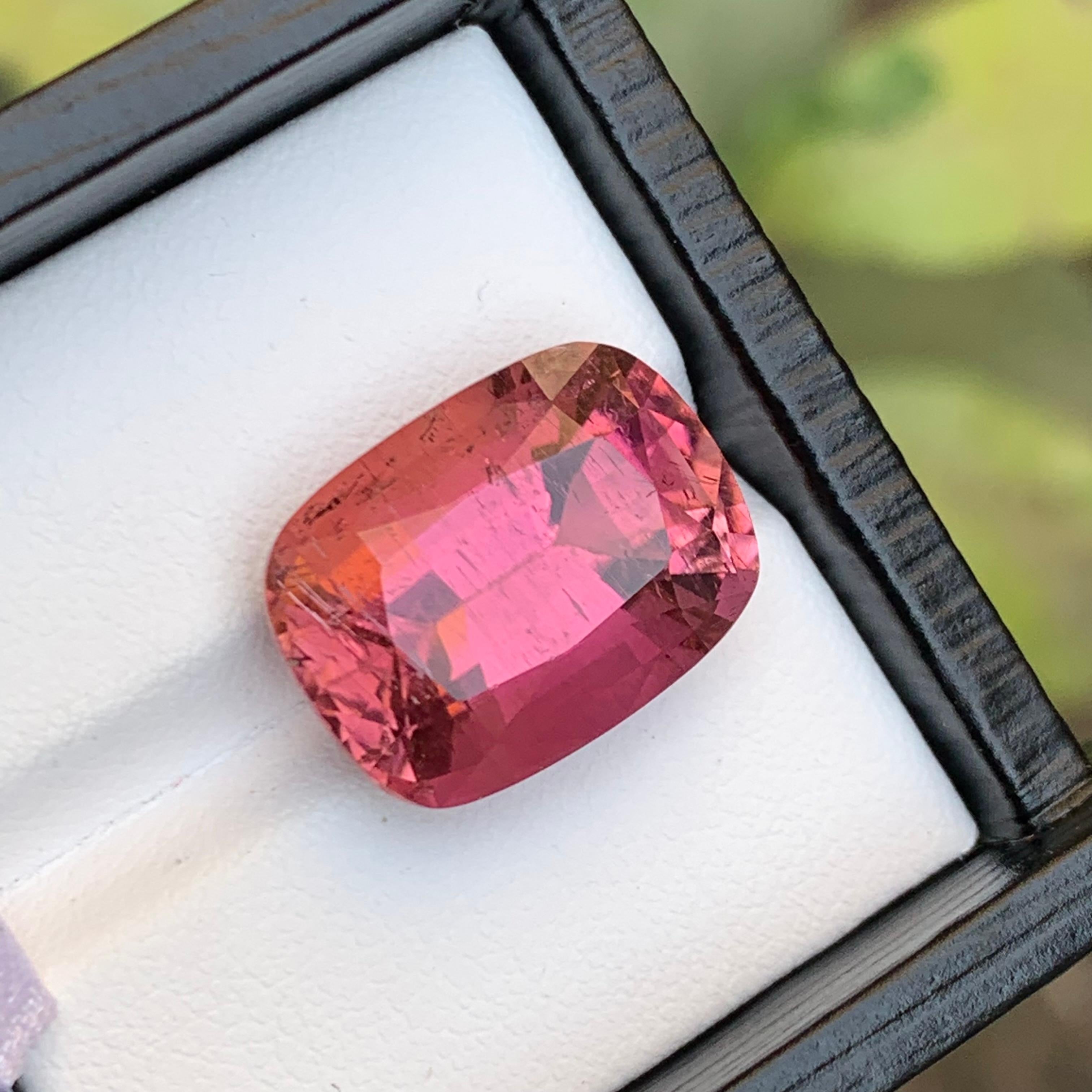 Rare Pink Natural Tourmaline Gemstone, 14.5 Ct Cushion Cut for Ring or Pendant For Sale 7
