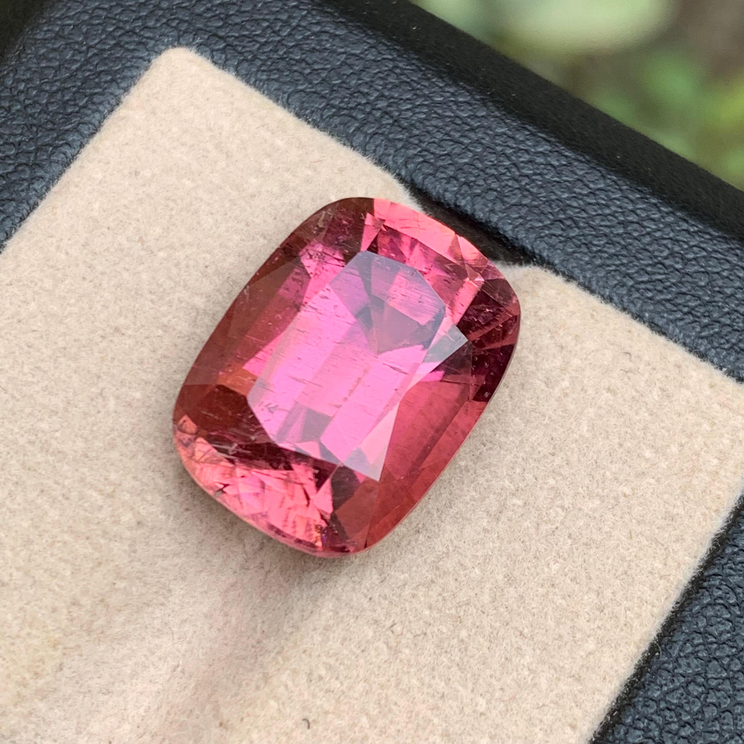 Contemporary Rare Pink Natural Tourmaline Gemstone, 14.5 Ct Cushion Cut for Ring or Pendant For Sale