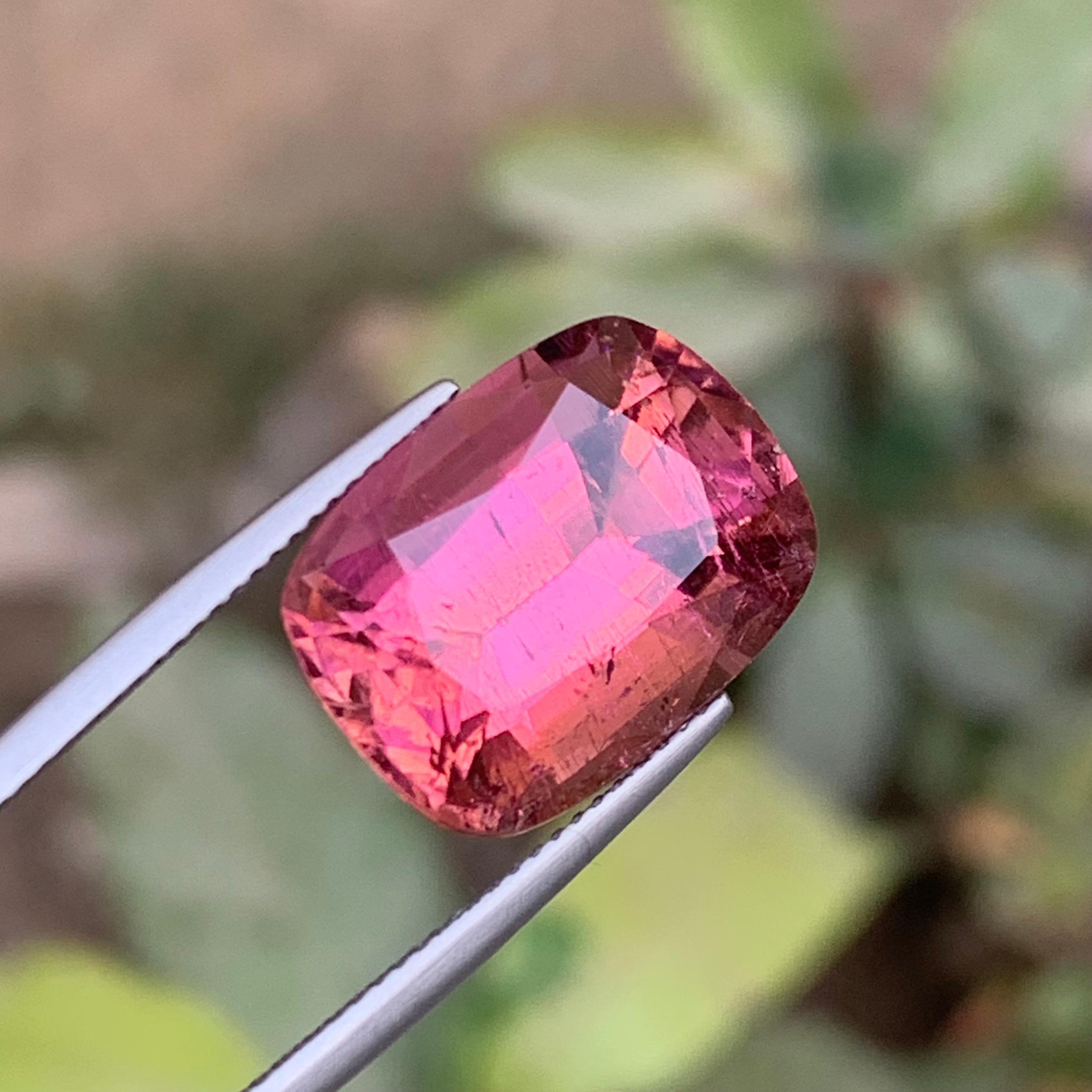 Rare Pink Natural Tourmaline Gemstone, 14.5 Ct Cushion Cut for Ring or Pendant For Sale 2