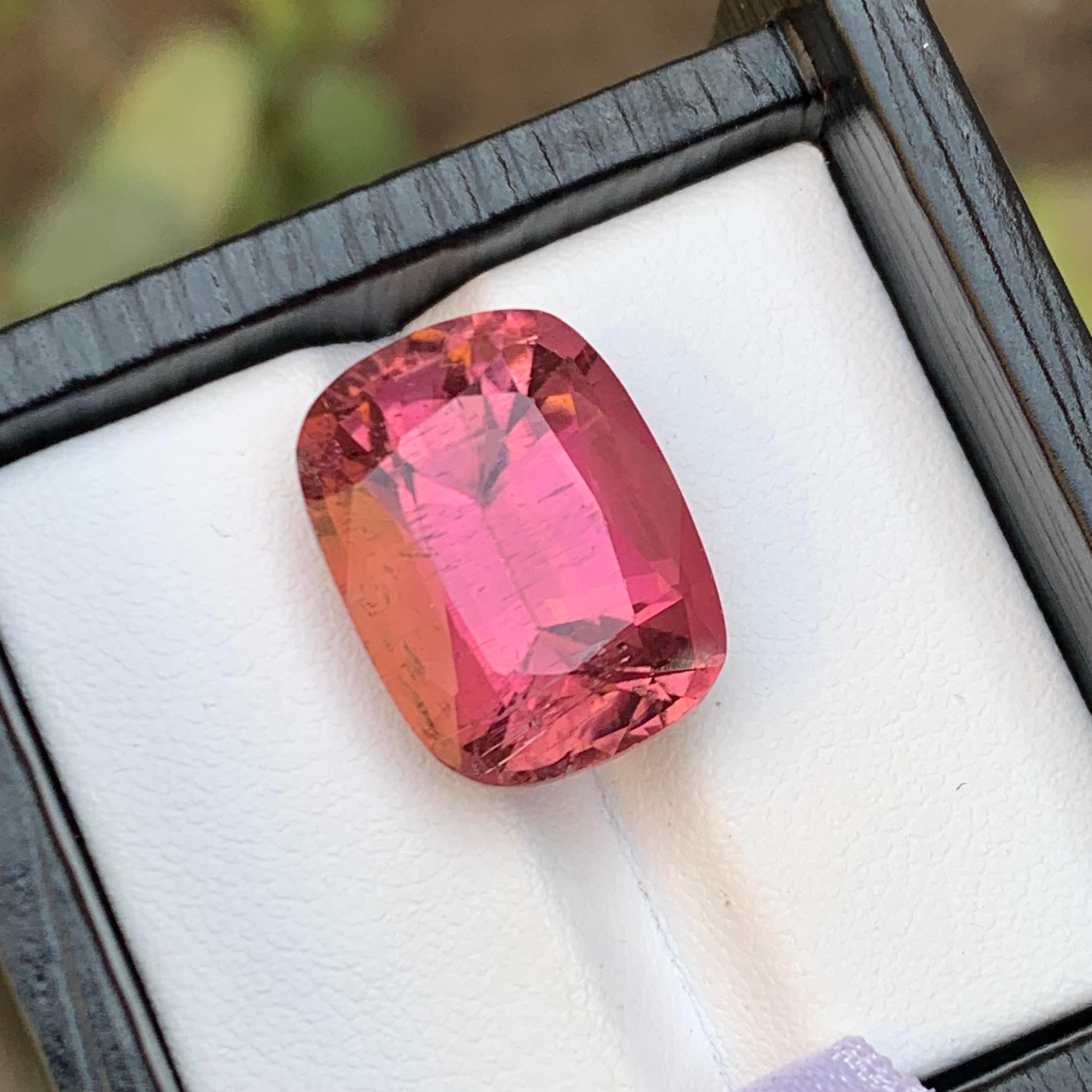 Rare Pink Natural Tourmaline Gemstone, 14.5 Ct Cushion Cut for Ring or Pendant For Sale 3