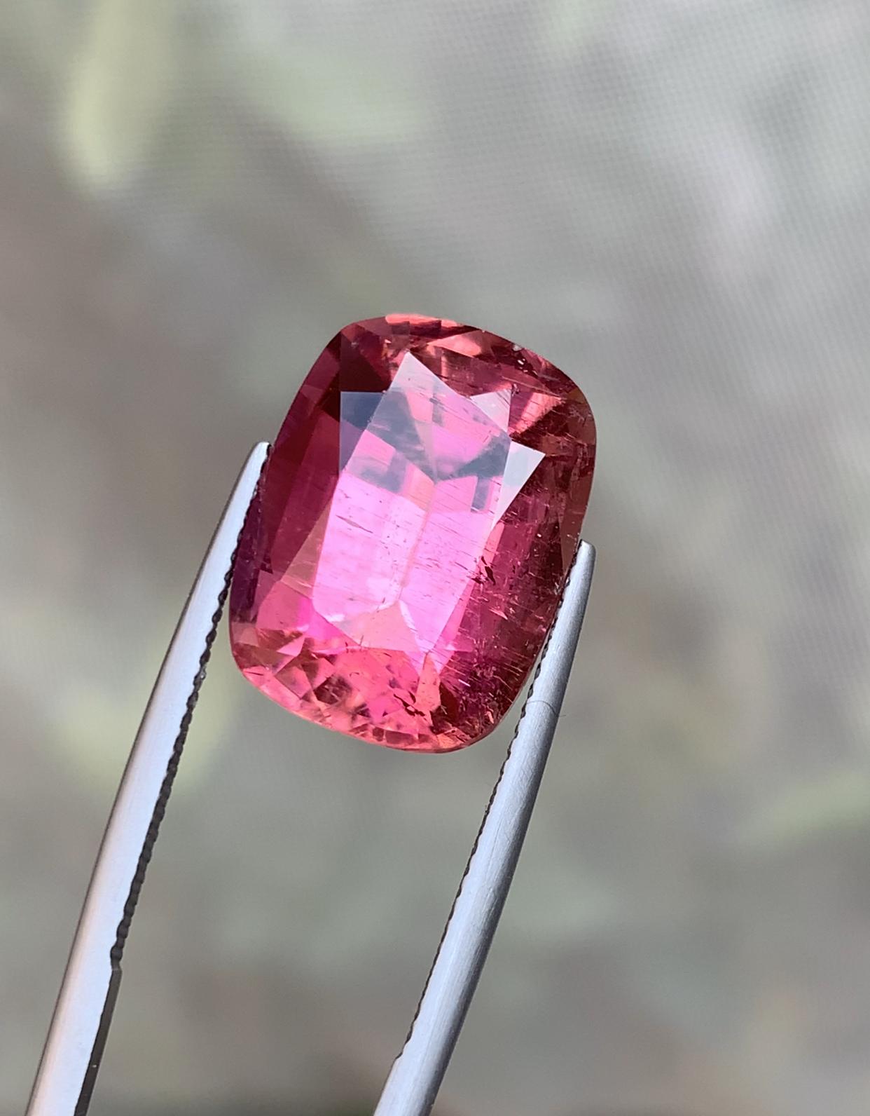 Rare Pink Natural Tourmaline Gemstone, 14.5 Ct Cushion Cut for Ring or Pendant For Sale 4