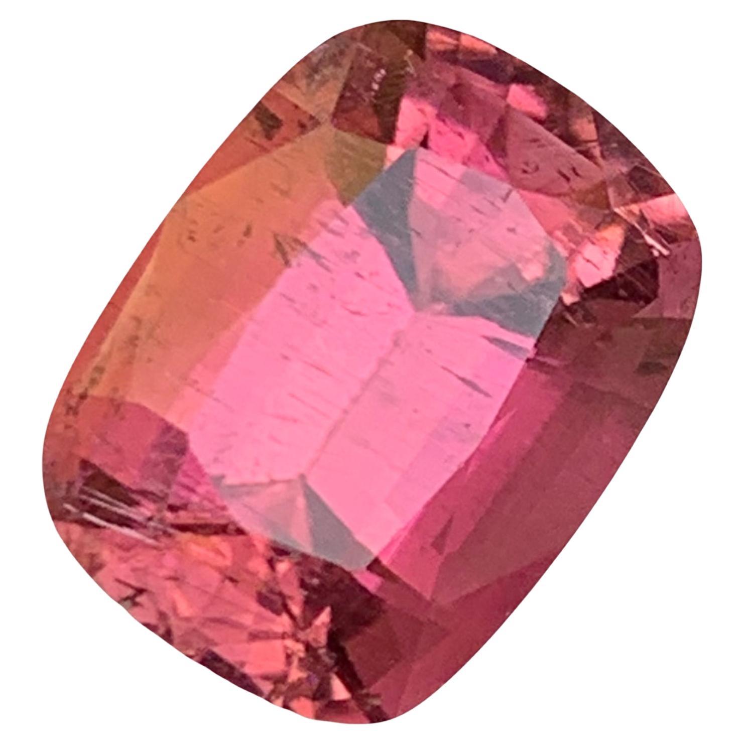 Rare Pink Natural Tourmaline Gemstone, 14.5 Ct Cushion Cut for Ring or Pendant For Sale