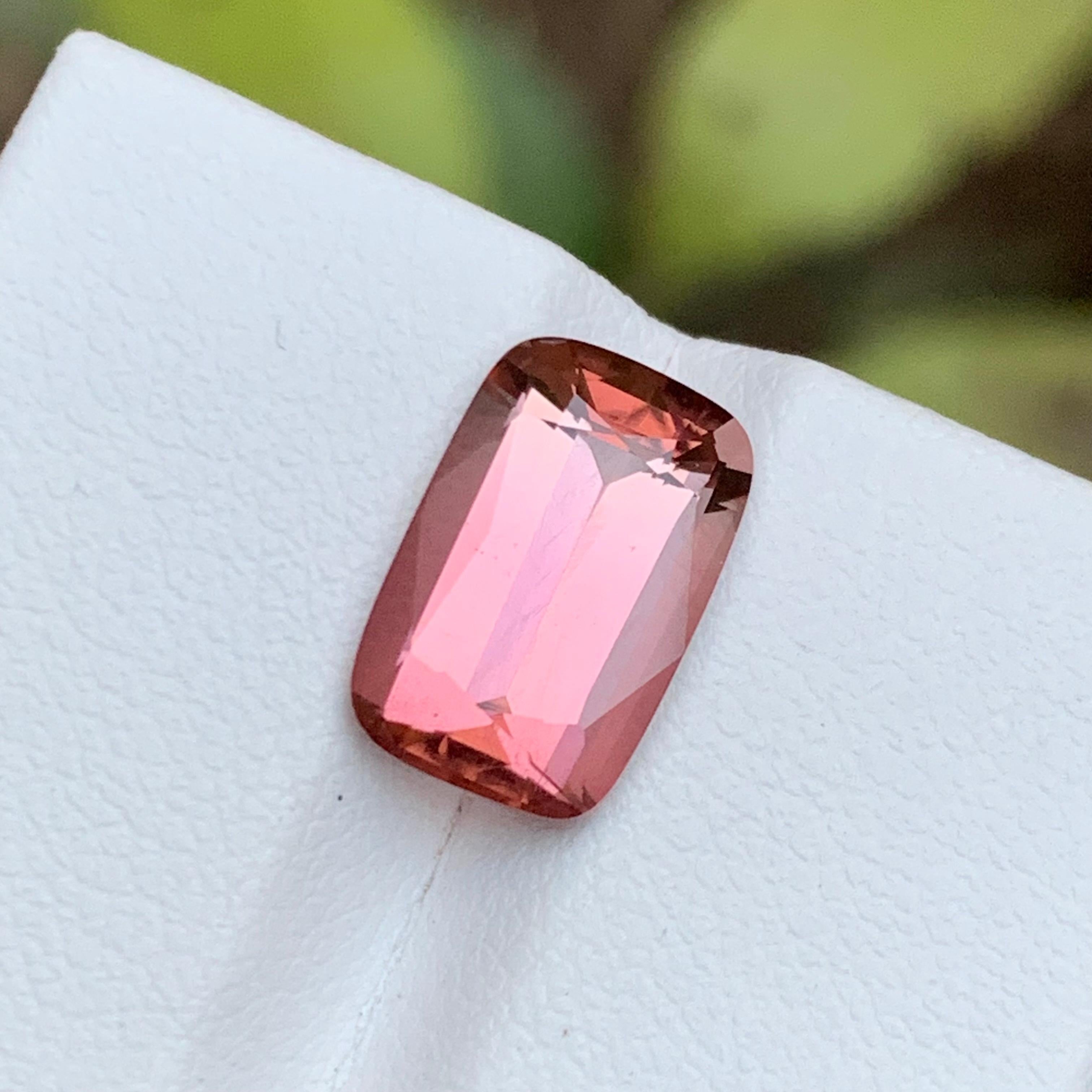 Rare Pink Natural Tourmaline Gemstone 4Ct Brilliant Cushion Cut for Ring/Pendant For Sale 3
