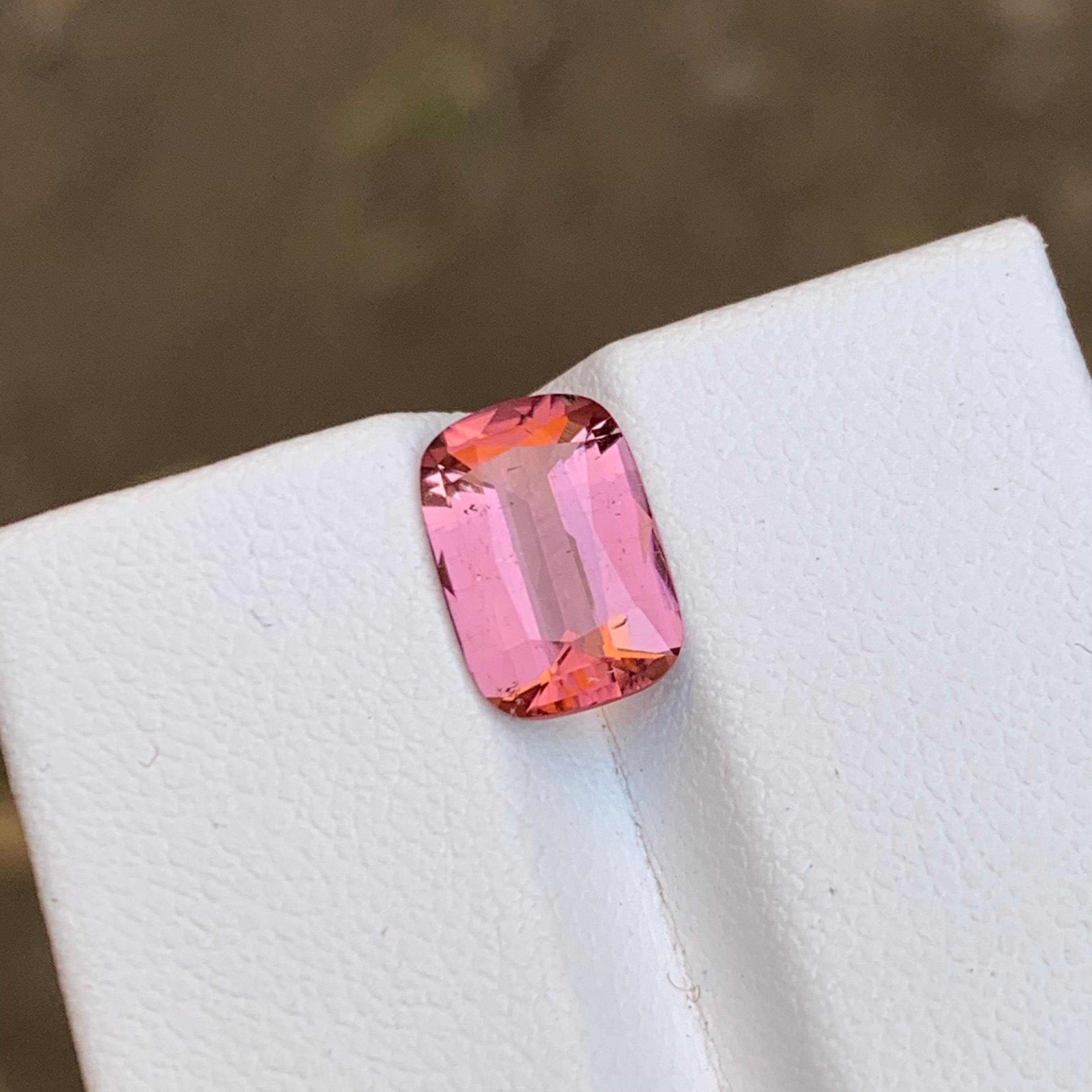 Women's or Men's Rare Pink Natural Tourmaline Loose Gemstone, 2.30 Ct Cushion Cut Ideal for Ring For Sale