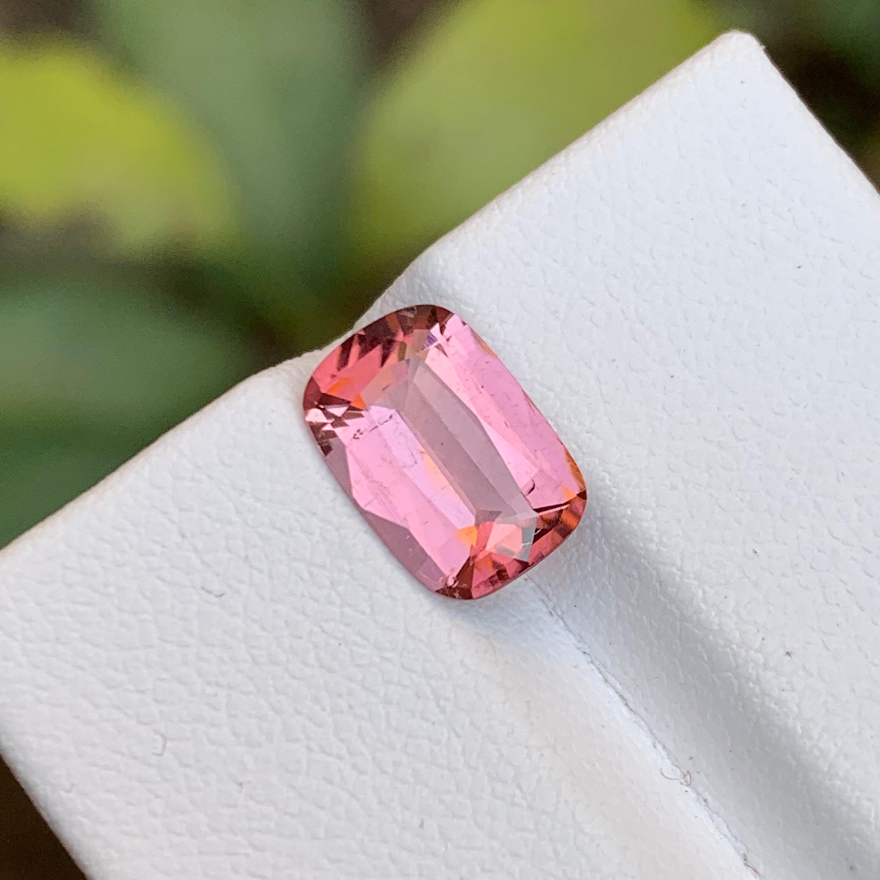 Rare Pink Natural Tourmaline Loose Gemstone, 2.30 Ct Cushion Cut Ideal for Ring For Sale 2