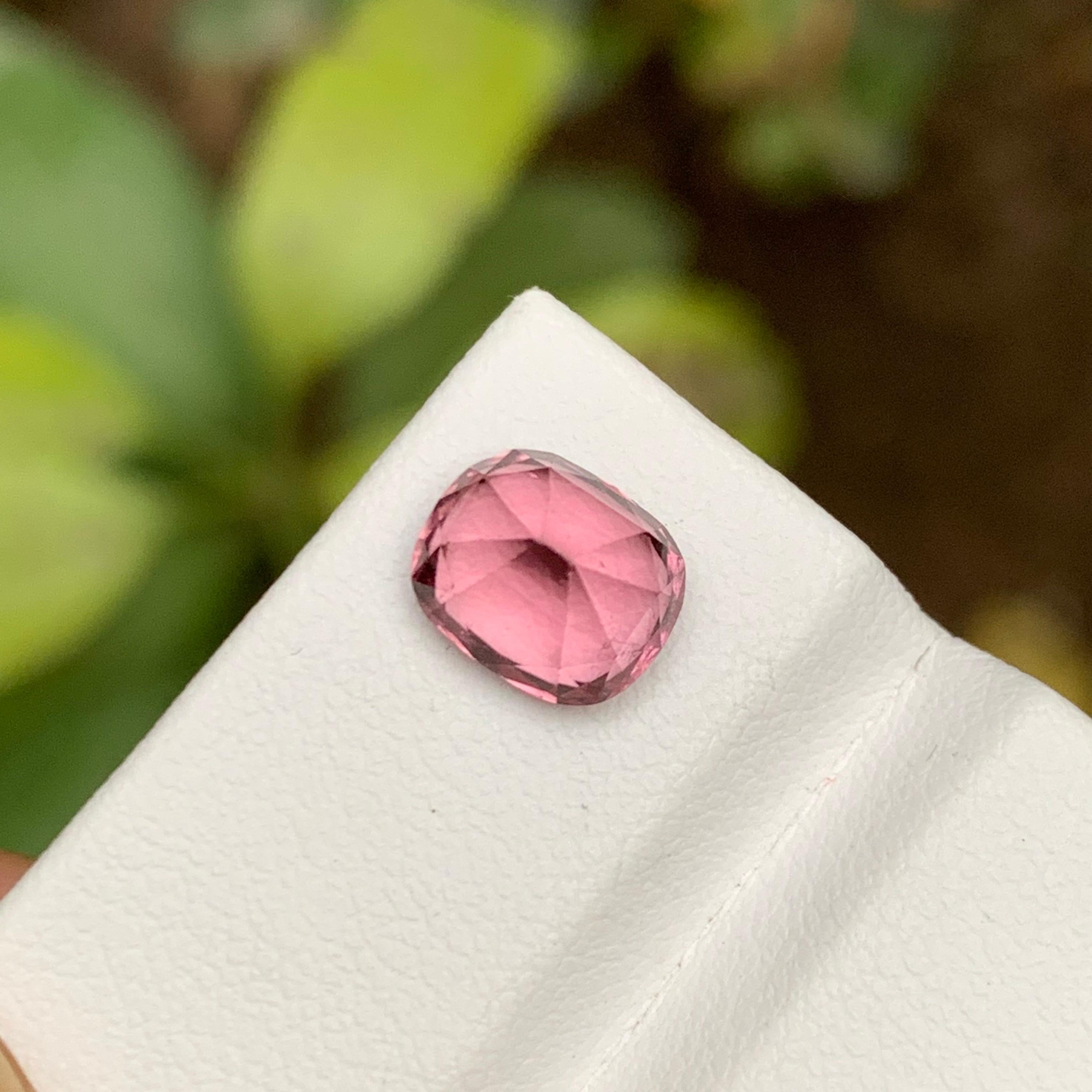 Rare Pink Natural Tourmaline Loose Gemstone, 2.65 Carat Cushion Cut for Ring Afg For Sale 1