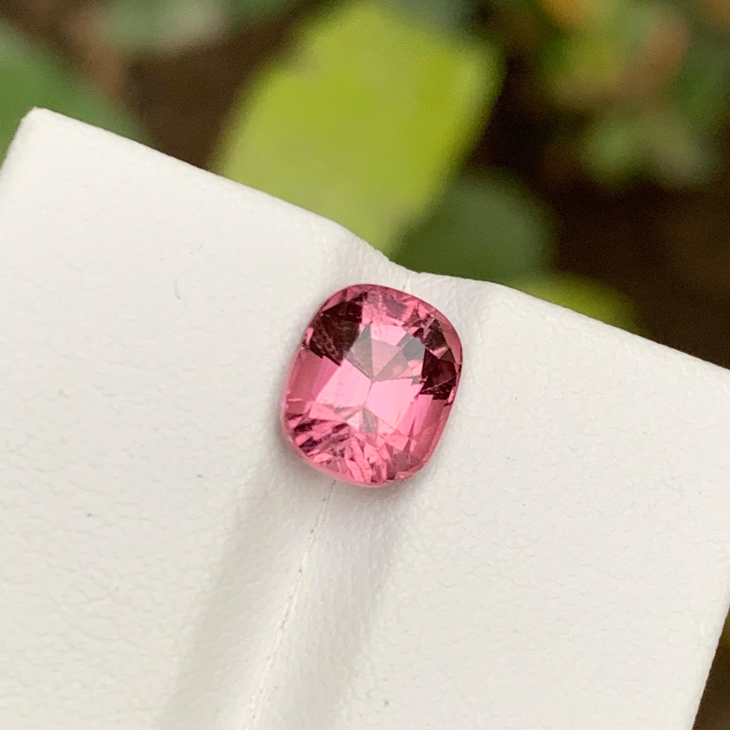Rare Pink Natural Tourmaline Loose Gemstone, 2.65 Carat Cushion Cut for Ring Afg For Sale 2