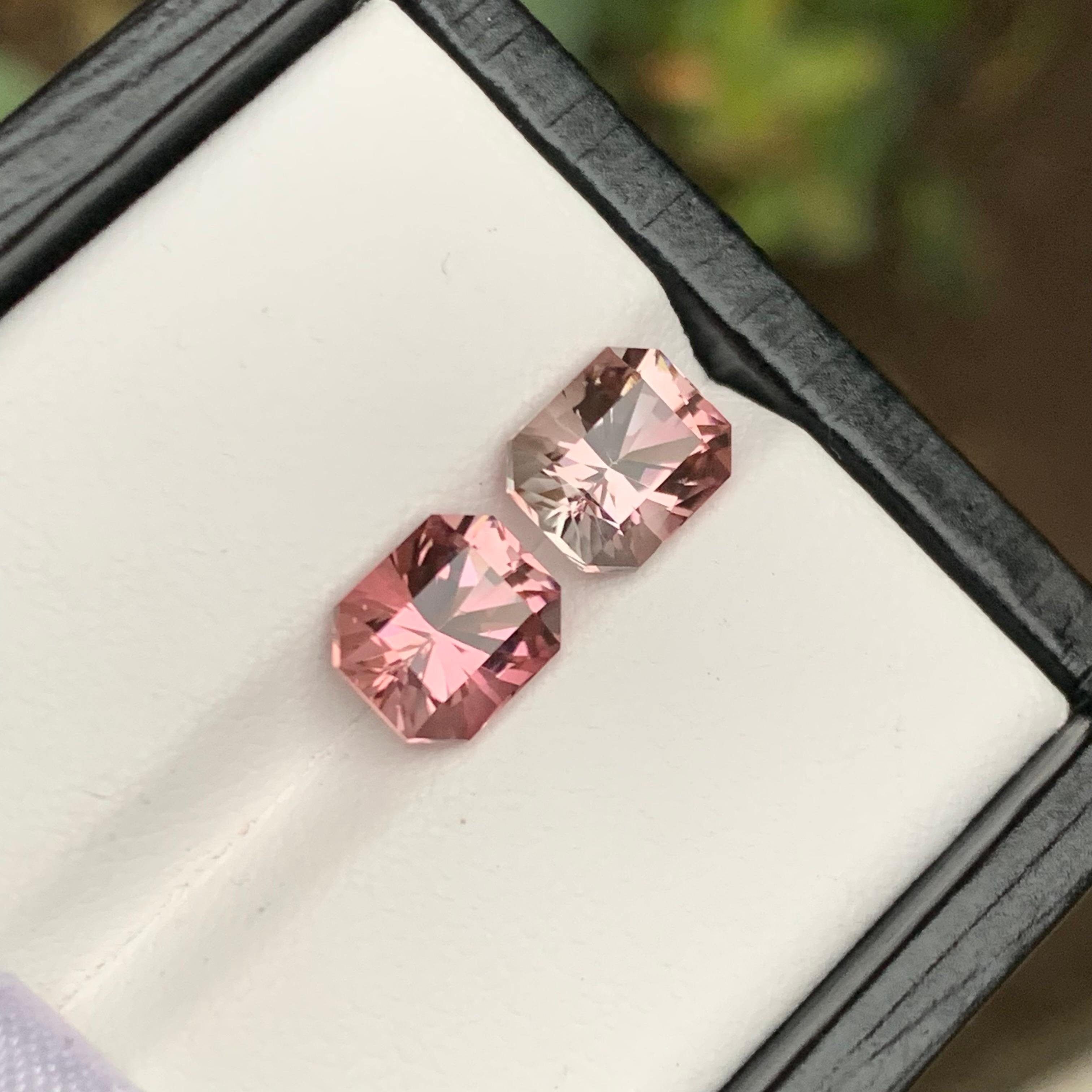 Rare Pink Natural Tourmaline Loose Gemstones, 3.80 Ct Octagon Emerald Cut Afghan For Sale 5