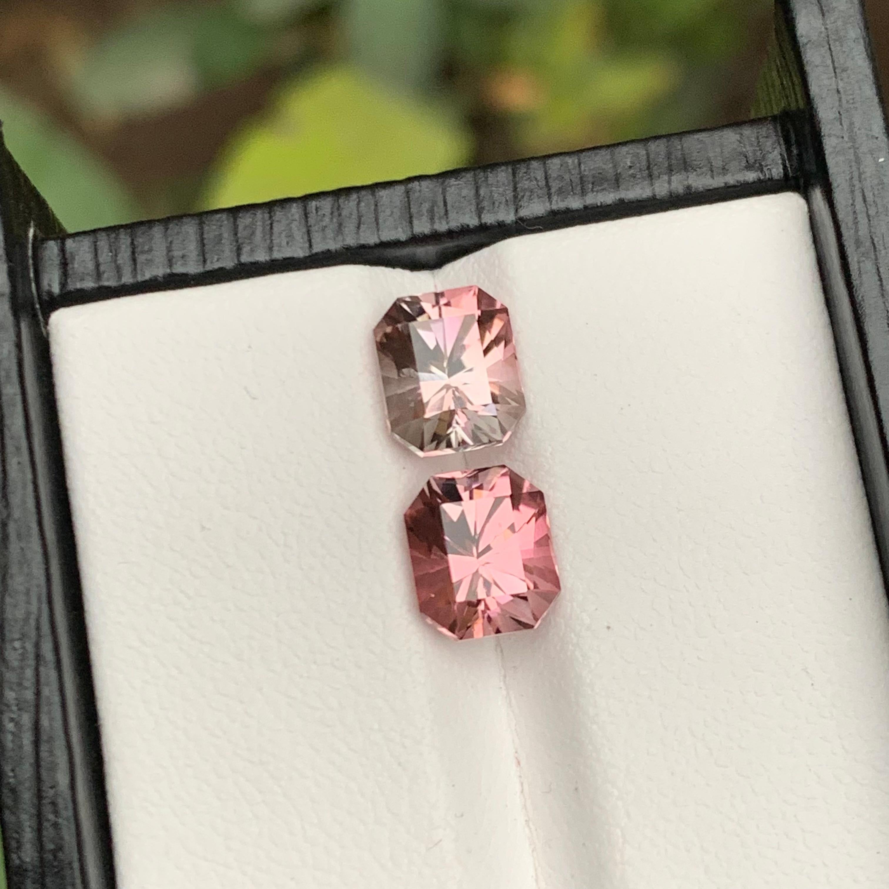 Rare Pink Natural Tourmaline Loose Gemstones, 3.80 Ct Octagon Emerald Cut Afghan For Sale 6