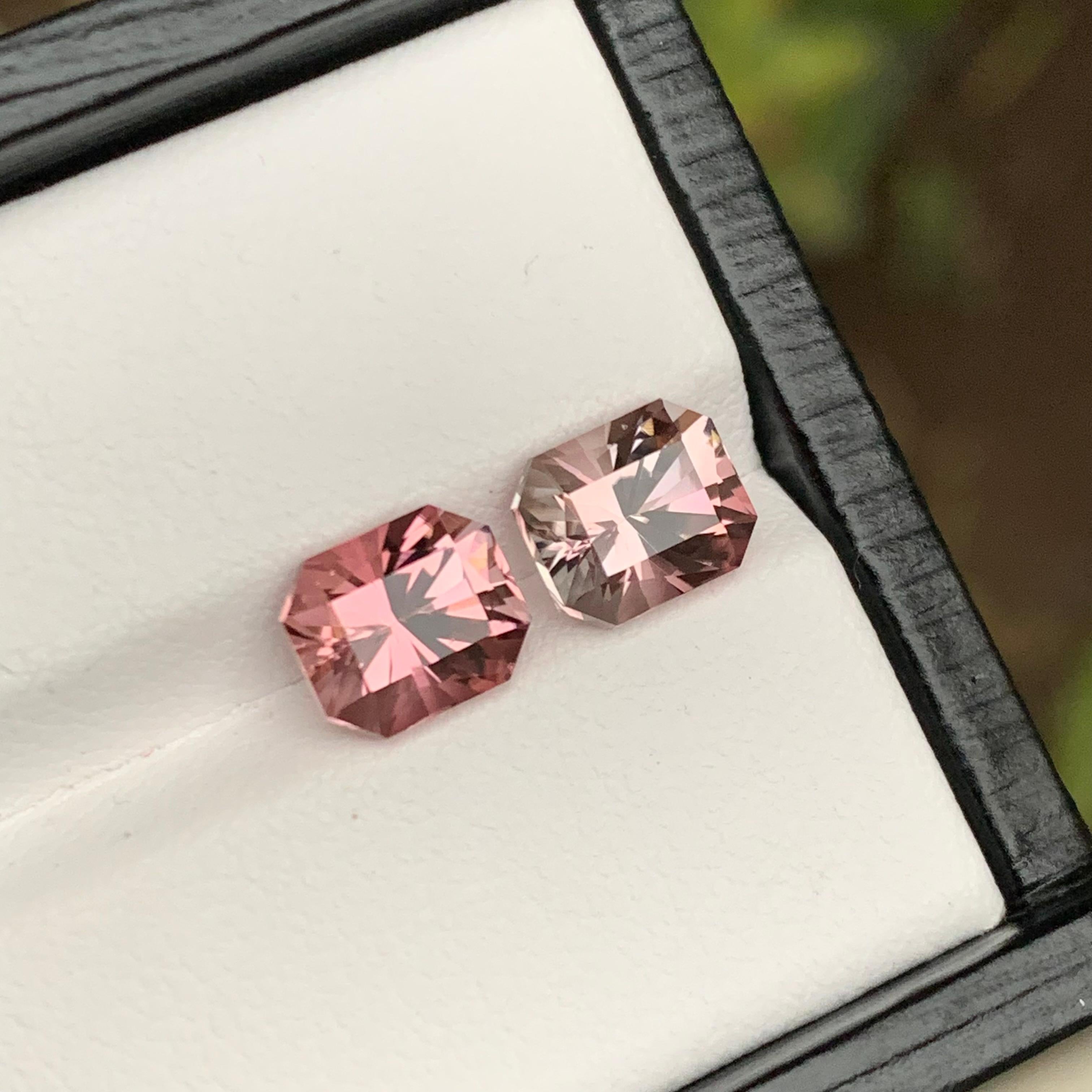 Rare Pink Natural Tourmaline Loose Gemstones, 3.80 Ct Octagon Emerald Cut Afghan For Sale 7