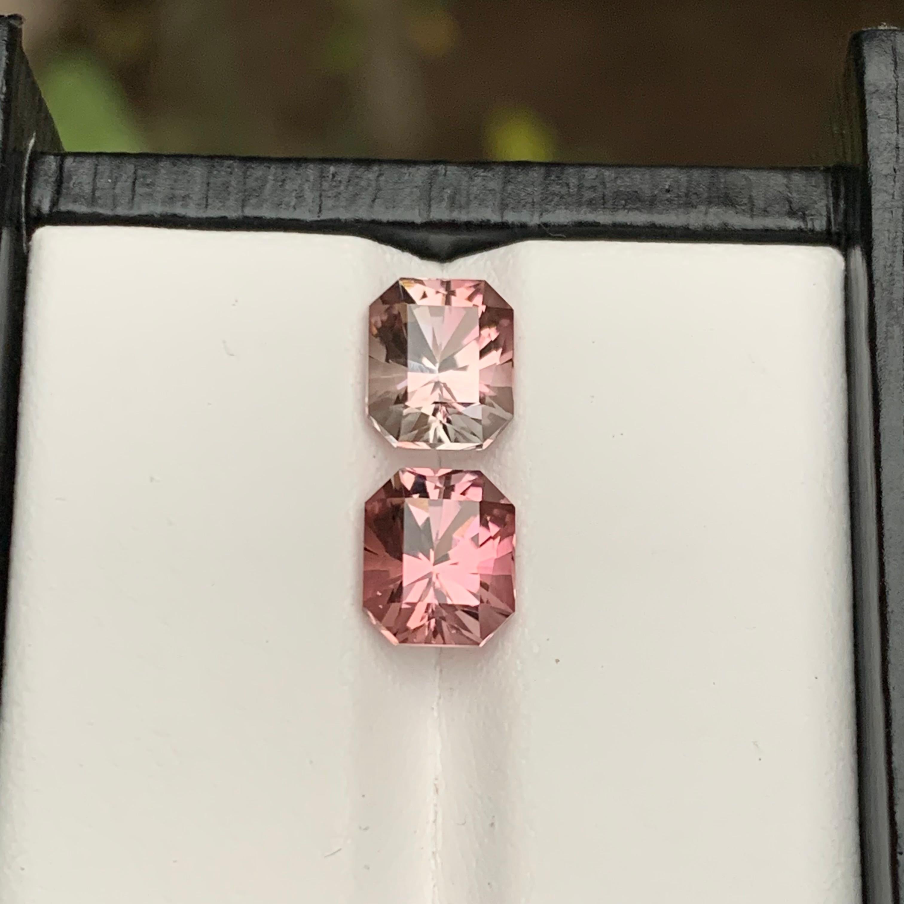 Rare Pink Natural Tourmaline Loose Gemstones, 3.80 Ct Octagon Emerald Cut Afghan In New Condition For Sale In Peshawar, PK