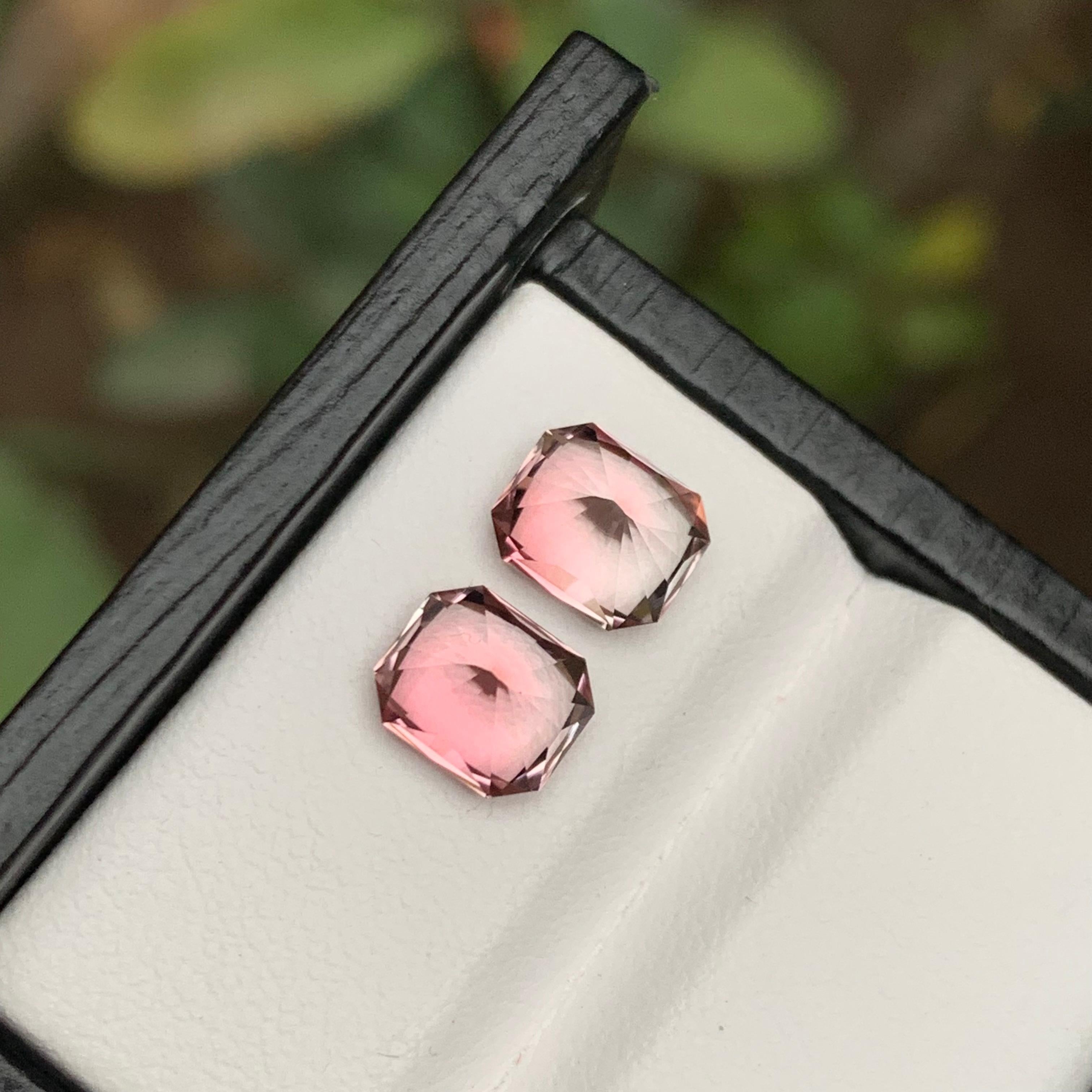 Rare Pink Natural Tourmaline Loose Gemstones, 3.80 Ct Octagon Emerald Cut Afghan For Sale 1
